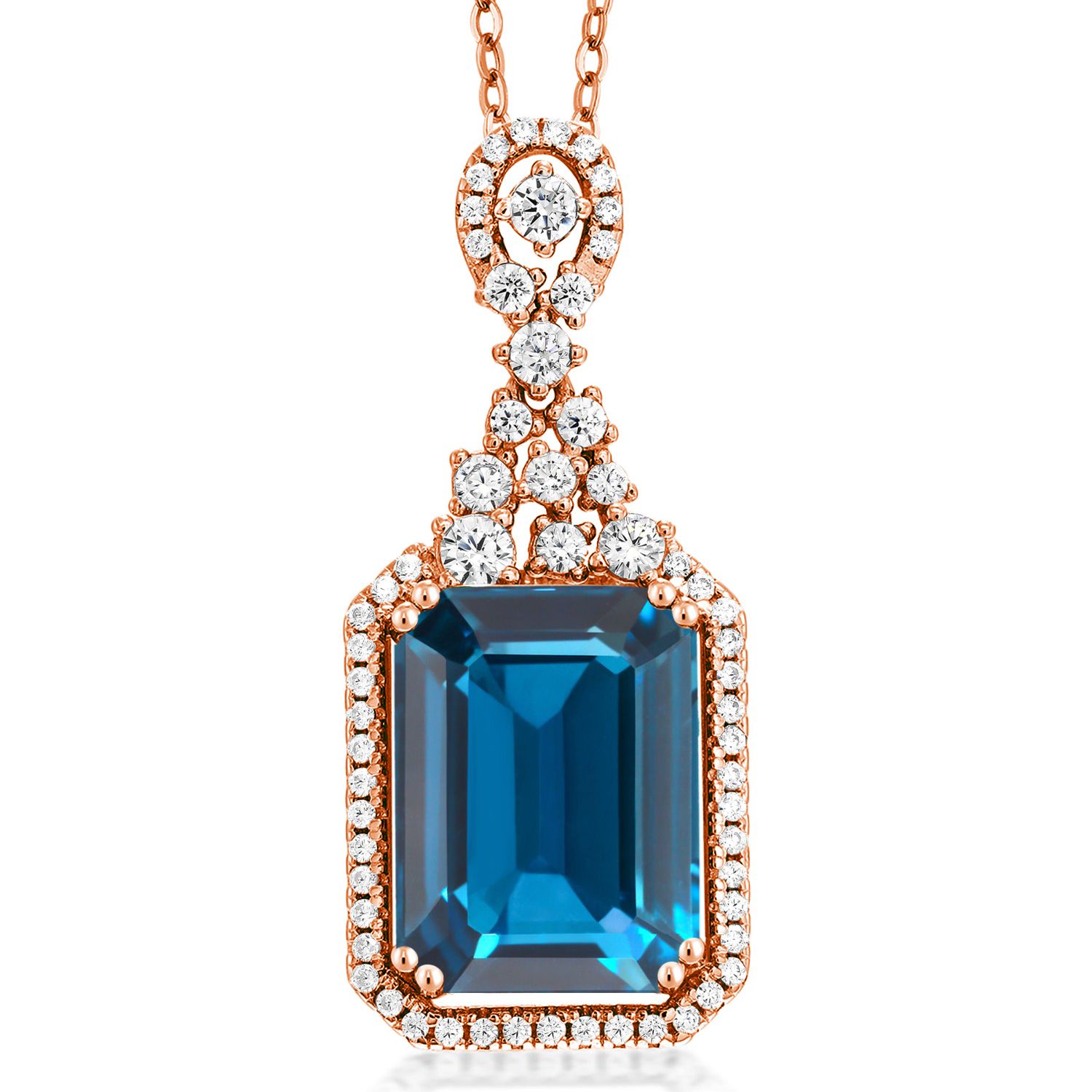 5-10 Cttw Emerald Cut Pendant Necklace For Women | 14X10MM Gemstone Birthstone