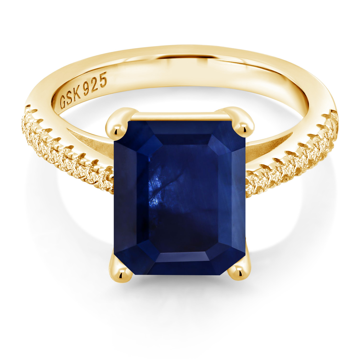 3.16 Cttw Green Prasiolite and White Created Sapphire 18K Yellow Gold Plated - Picture 14 of 67