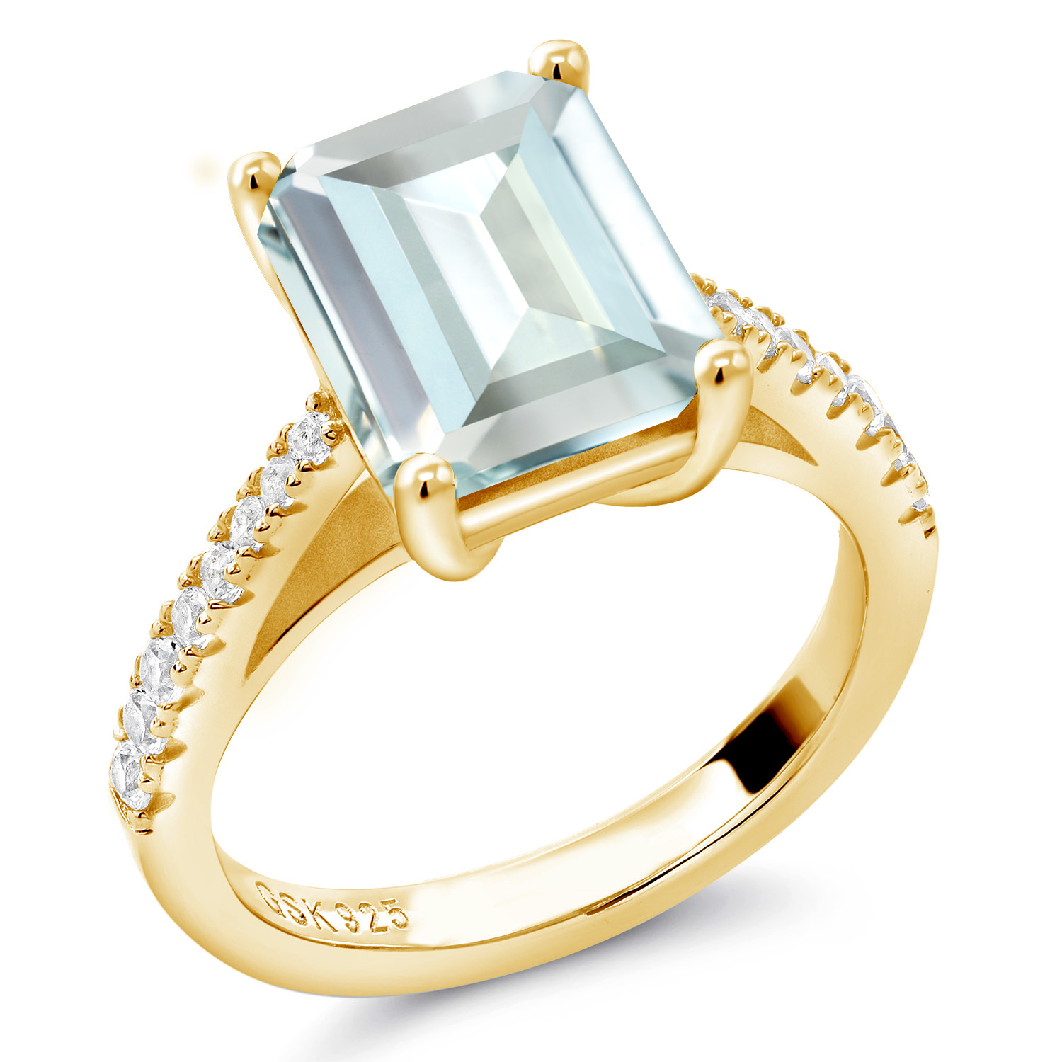 3.16 Cttw Green Prasiolite and White Created Sapphire 18K Yellow Gold Plated - Picture 51 of 67