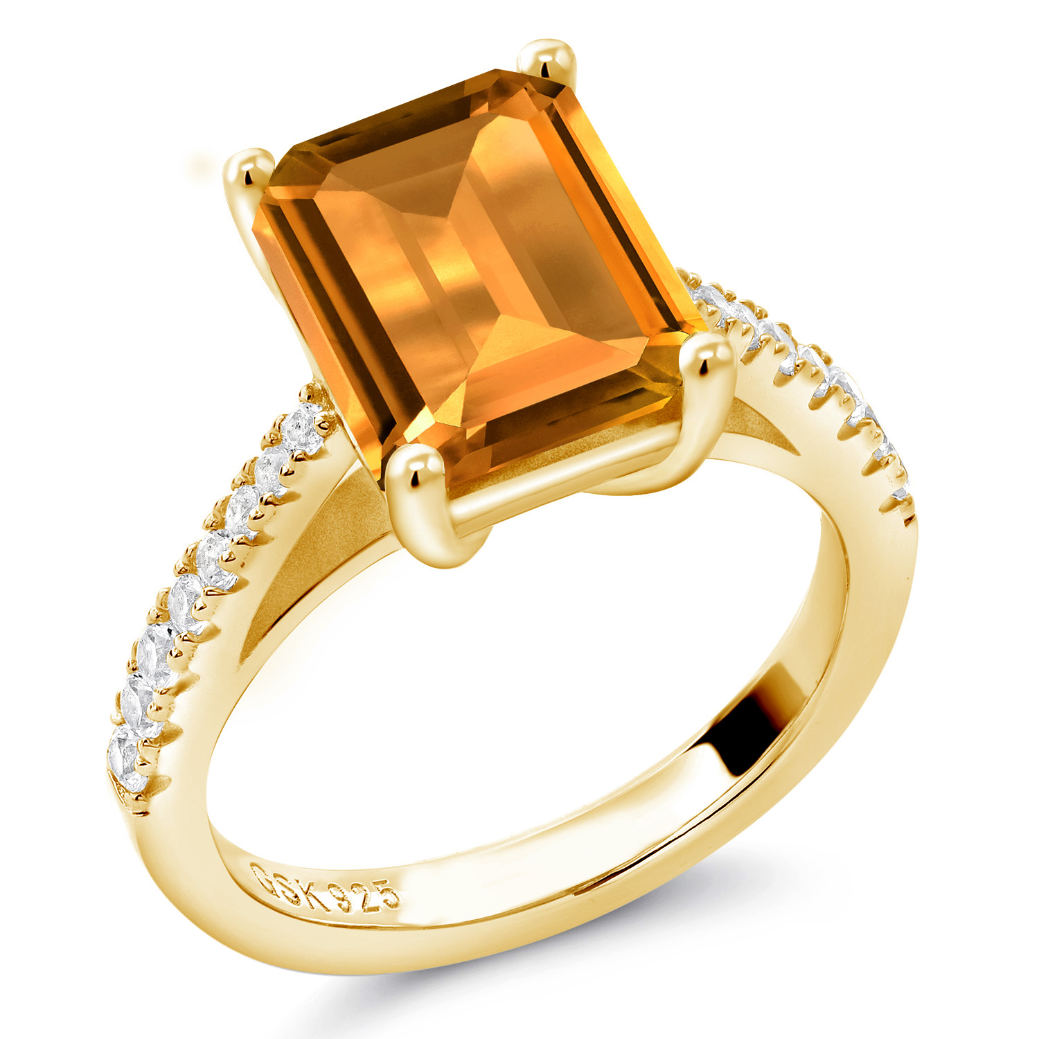3.16 Cttw Green Prasiolite and White Created Sapphire 18K Yellow Gold Plated - Picture 63 of 67
