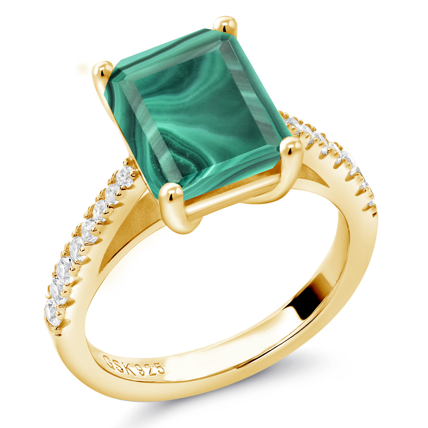 3.16 Cttw Green Prasiolite and White Created Sapphire 18K Yellow Gold Plated - Picture 21 of 67