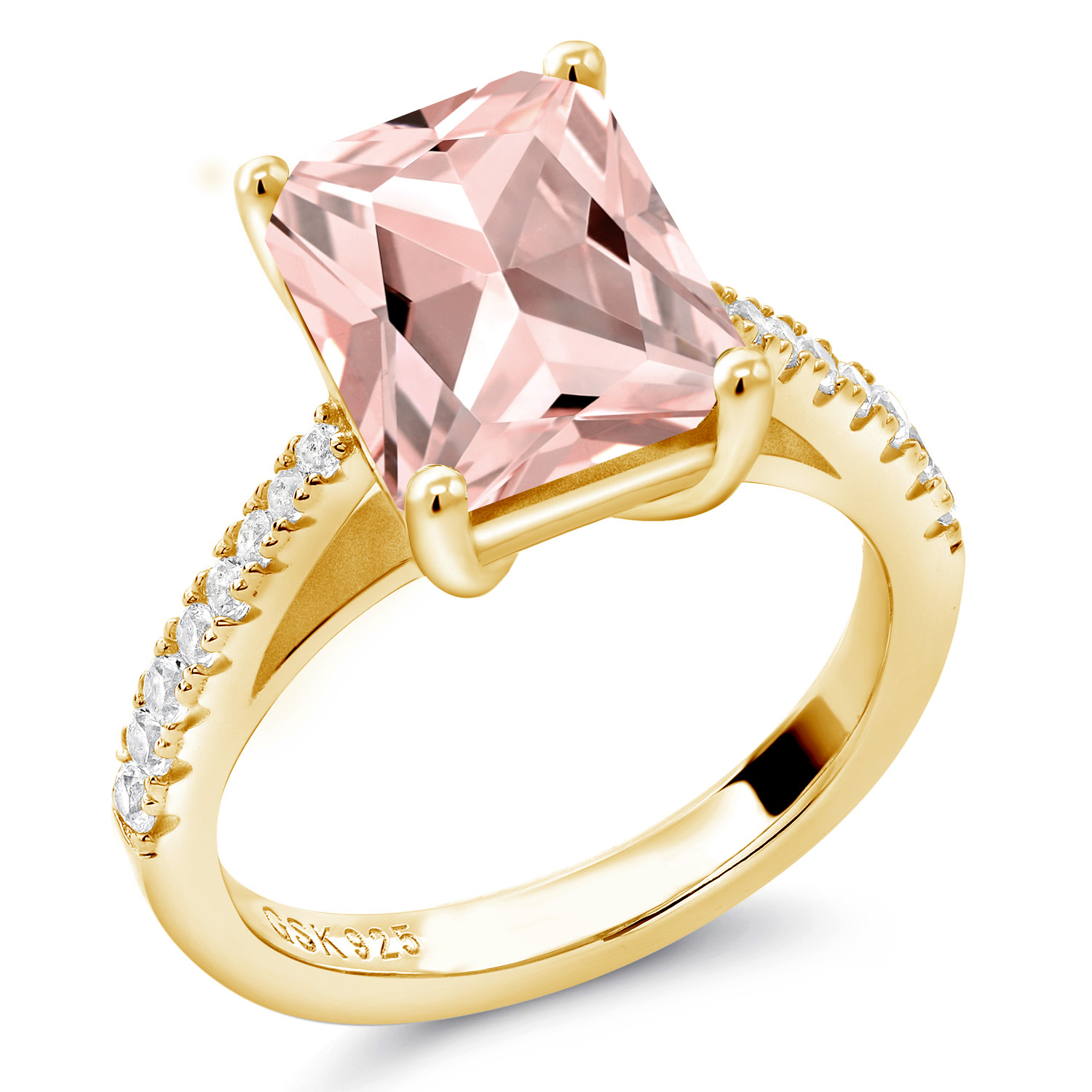 3.16 Cttw Green Prasiolite and White Created Sapphire 18K Yellow Gold Plated - Picture 33 of 67