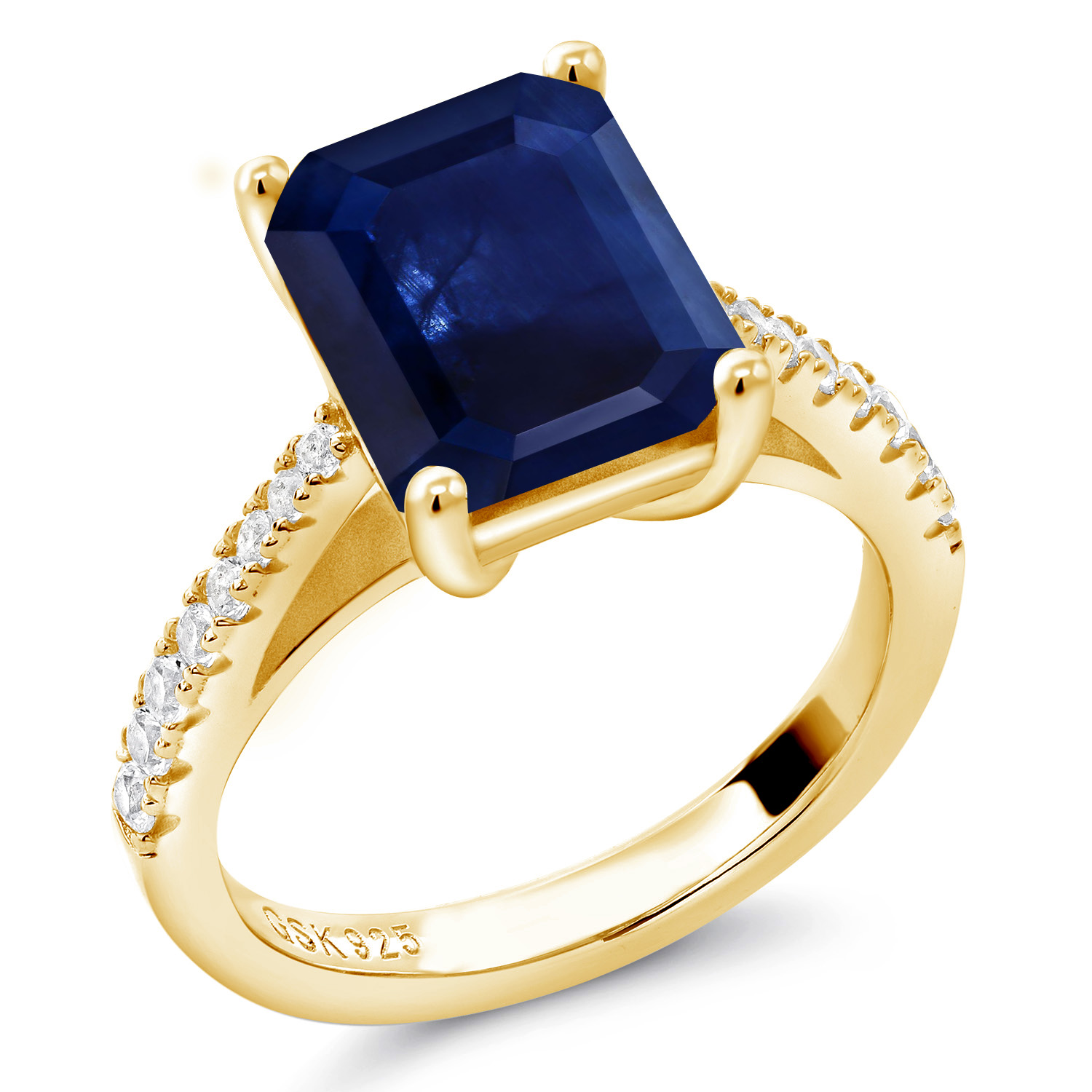 3.16 Cttw Green Prasiolite and White Created Sapphire 18K Yellow Gold Plated - Picture 15 of 67