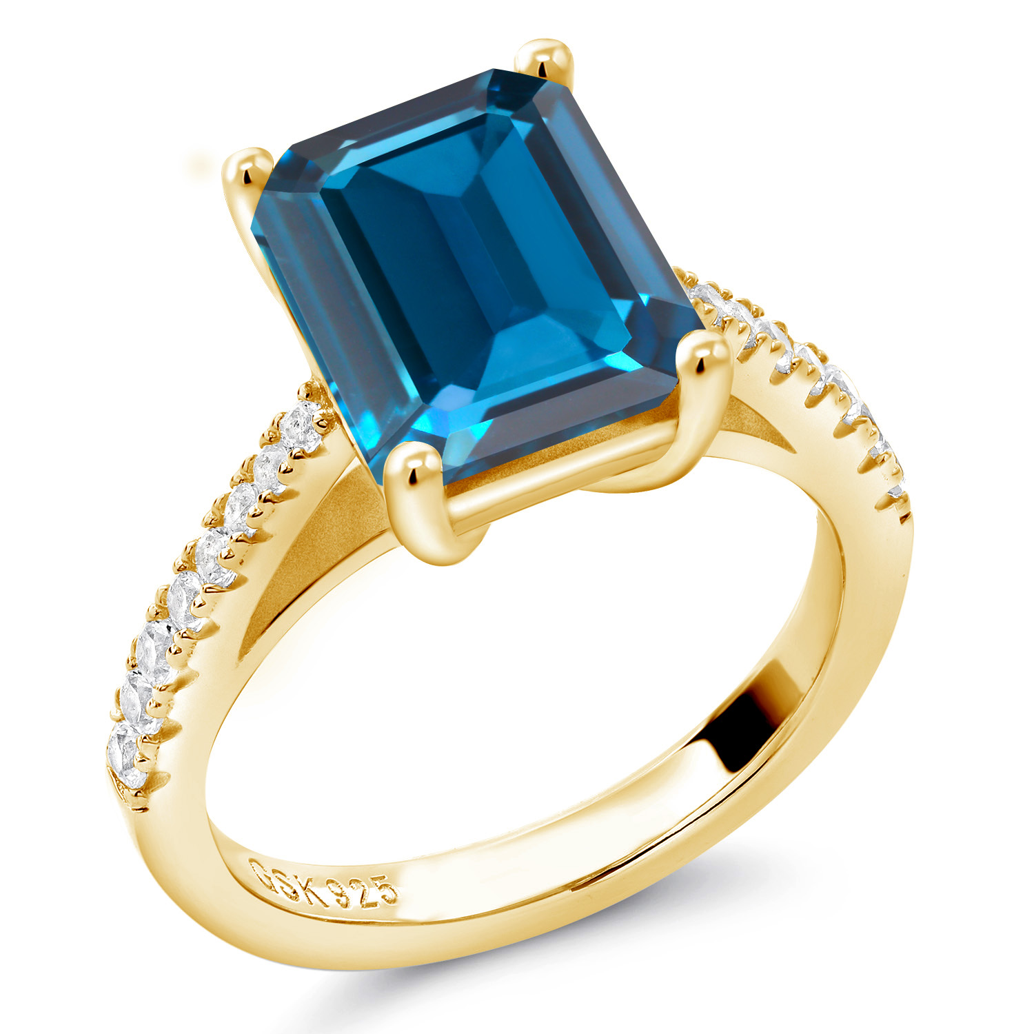 3.16 Cttw Green Prasiolite and White Created Sapphire 18K Yellow Gold Plated - Picture 27 of 67