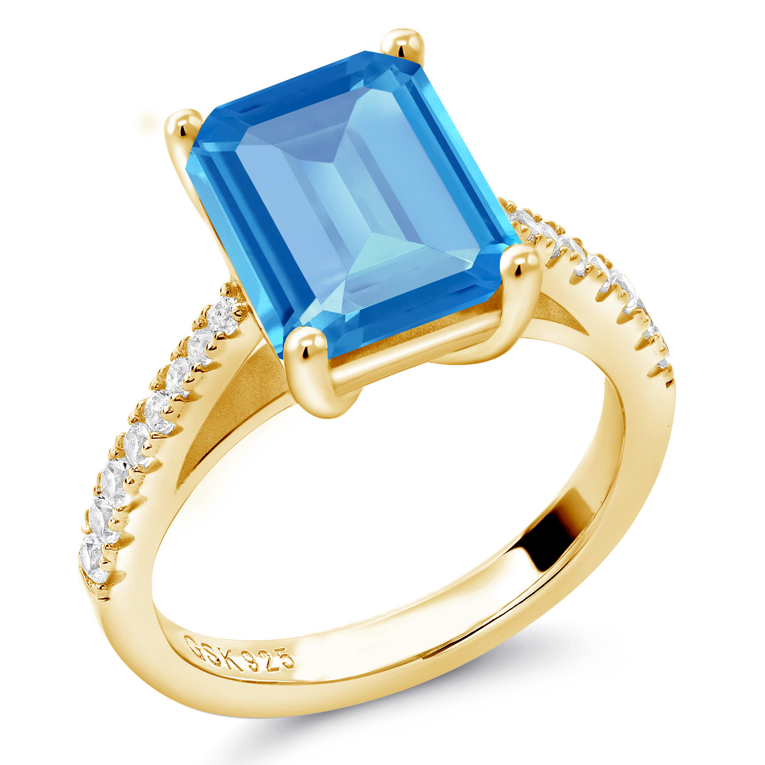 3.16 Cttw Green Prasiolite and White Created Sapphire 18K Yellow Gold Plated - Picture 57 of 67