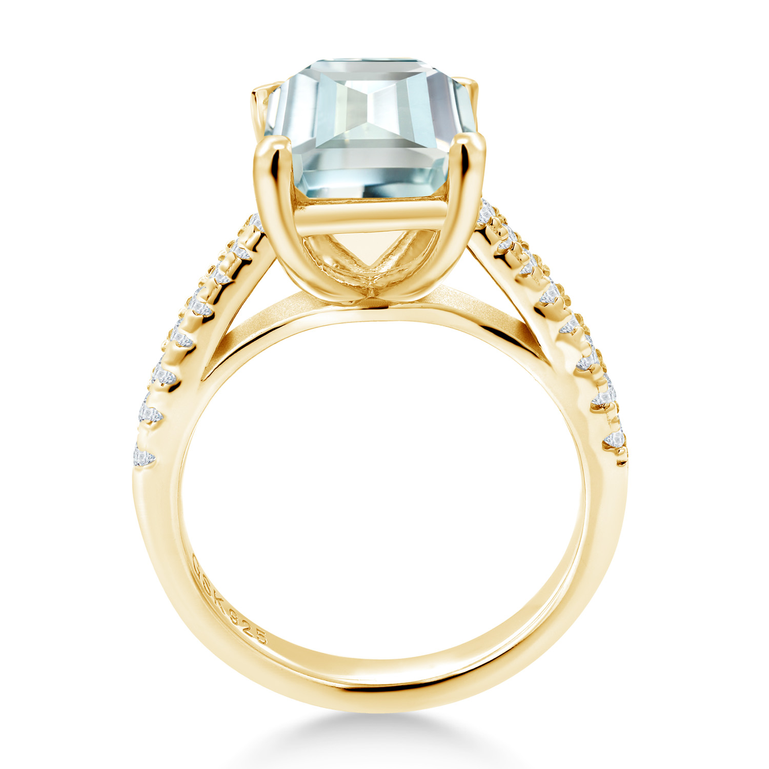 3.16 Cttw Green Prasiolite and White Created Sapphire 18K Yellow Gold Plated - Picture 52 of 67