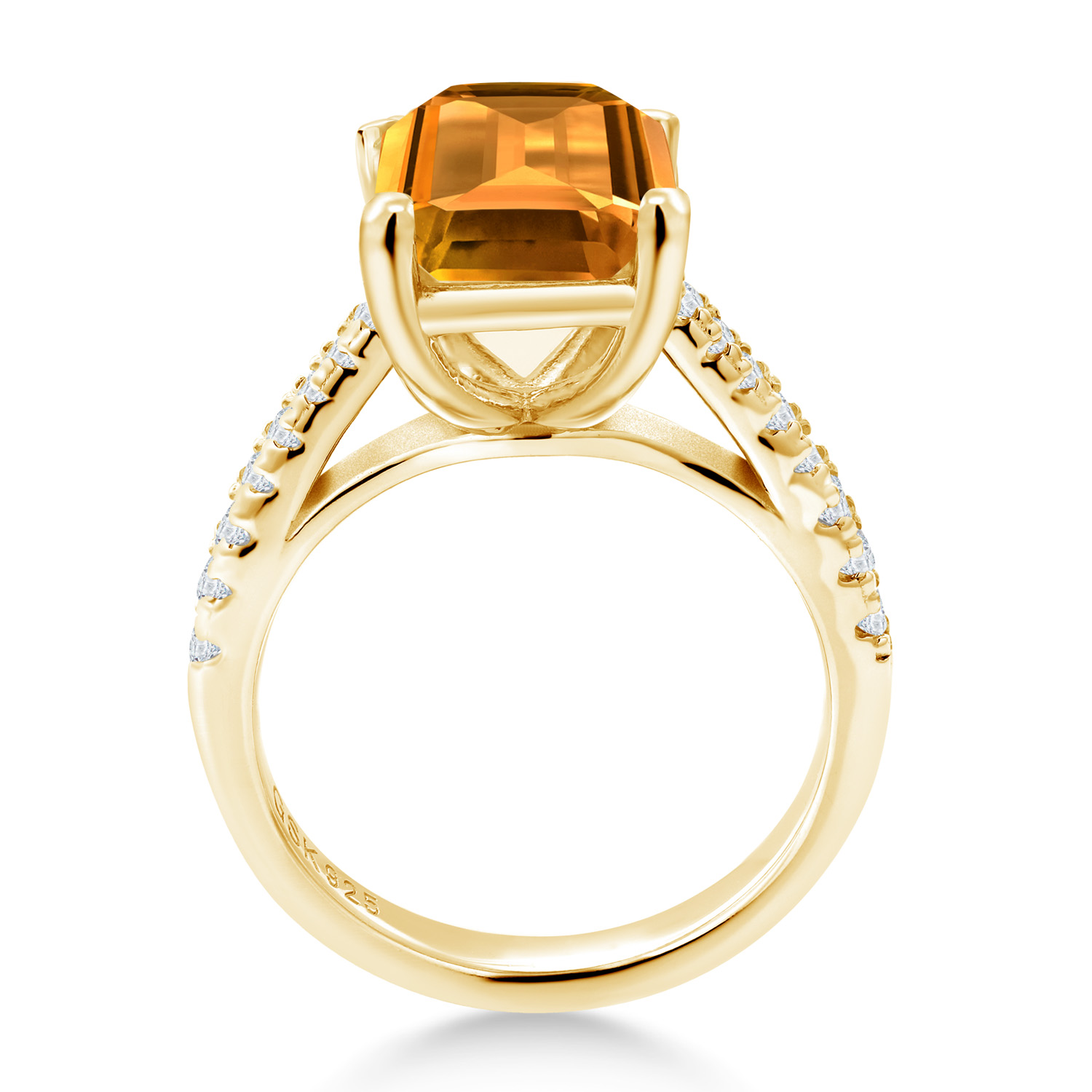 3.16 Cttw Green Prasiolite and White Created Sapphire 18K Yellow Gold Plated - Picture 64 of 67