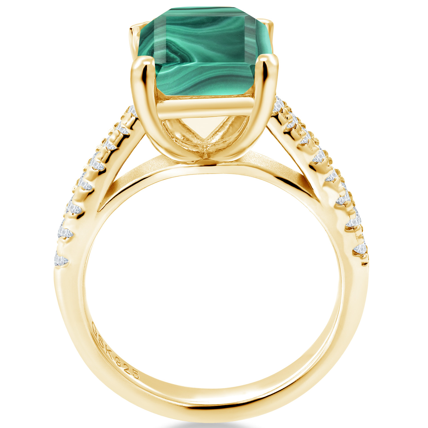 3.16 Cttw Green Prasiolite and White Created Sapphire 18K Yellow Gold Plated - Picture 22 of 67