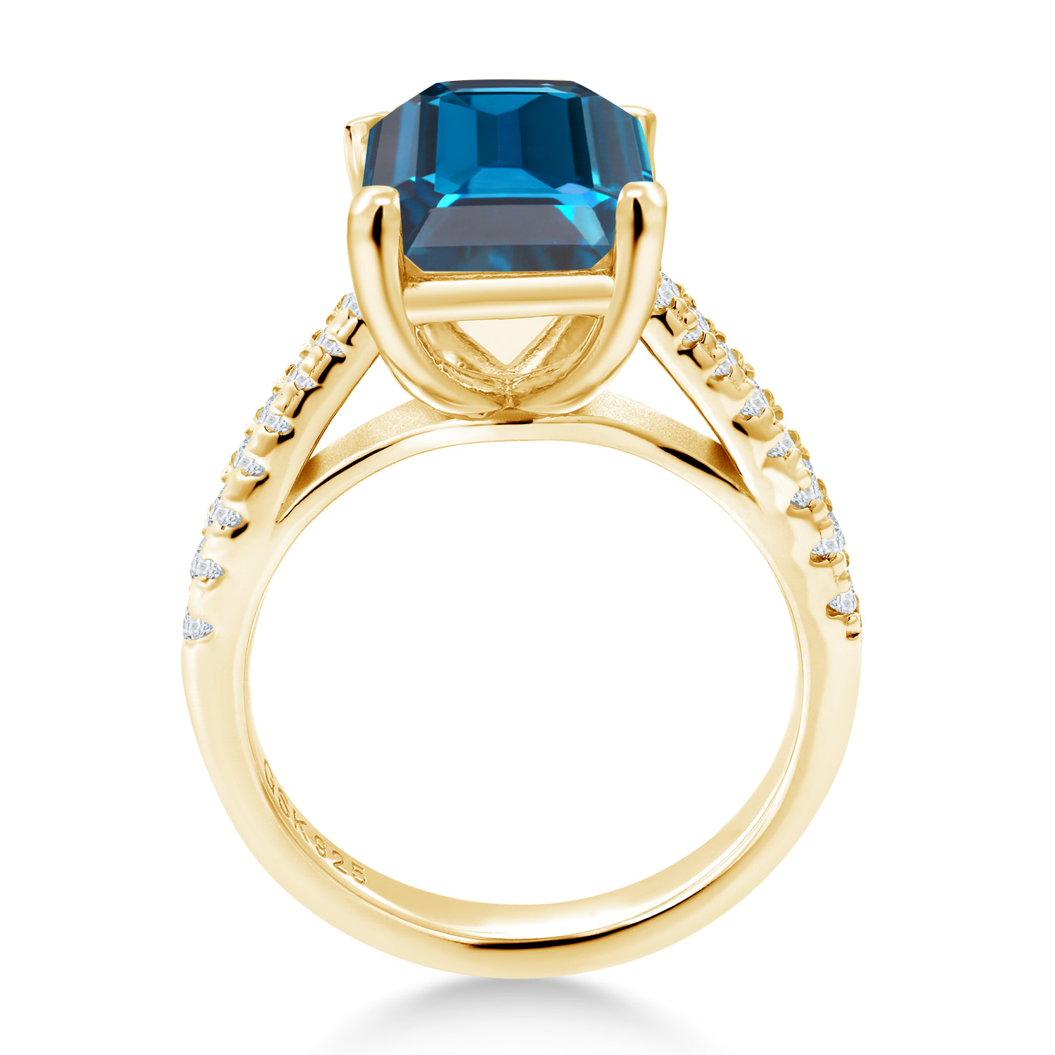 3.16 Cttw Green Prasiolite and White Created Sapphire 18K Yellow Gold Plated - Picture 28 of 67