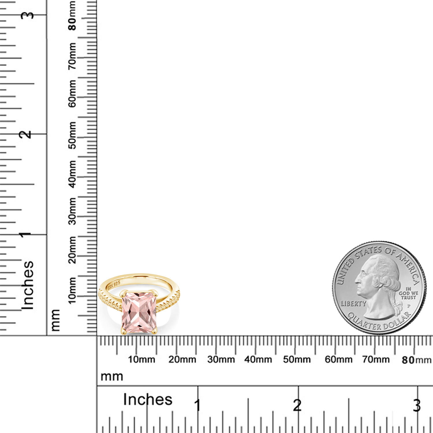 3.16 Cttw Green Prasiolite and White Created Sapphire 18K Yellow Gold Plated - Picture 36 of 67