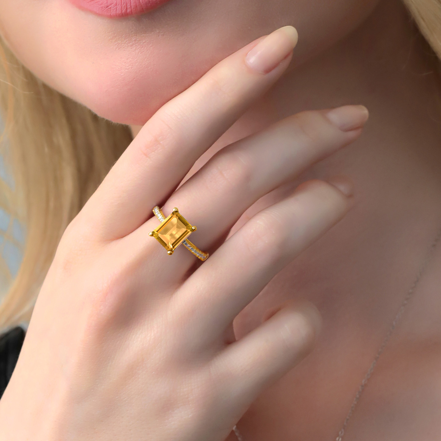 3.16 Cttw Green Prasiolite and White Created Sapphire 18K Yellow Gold Plated - Picture 67 of 67