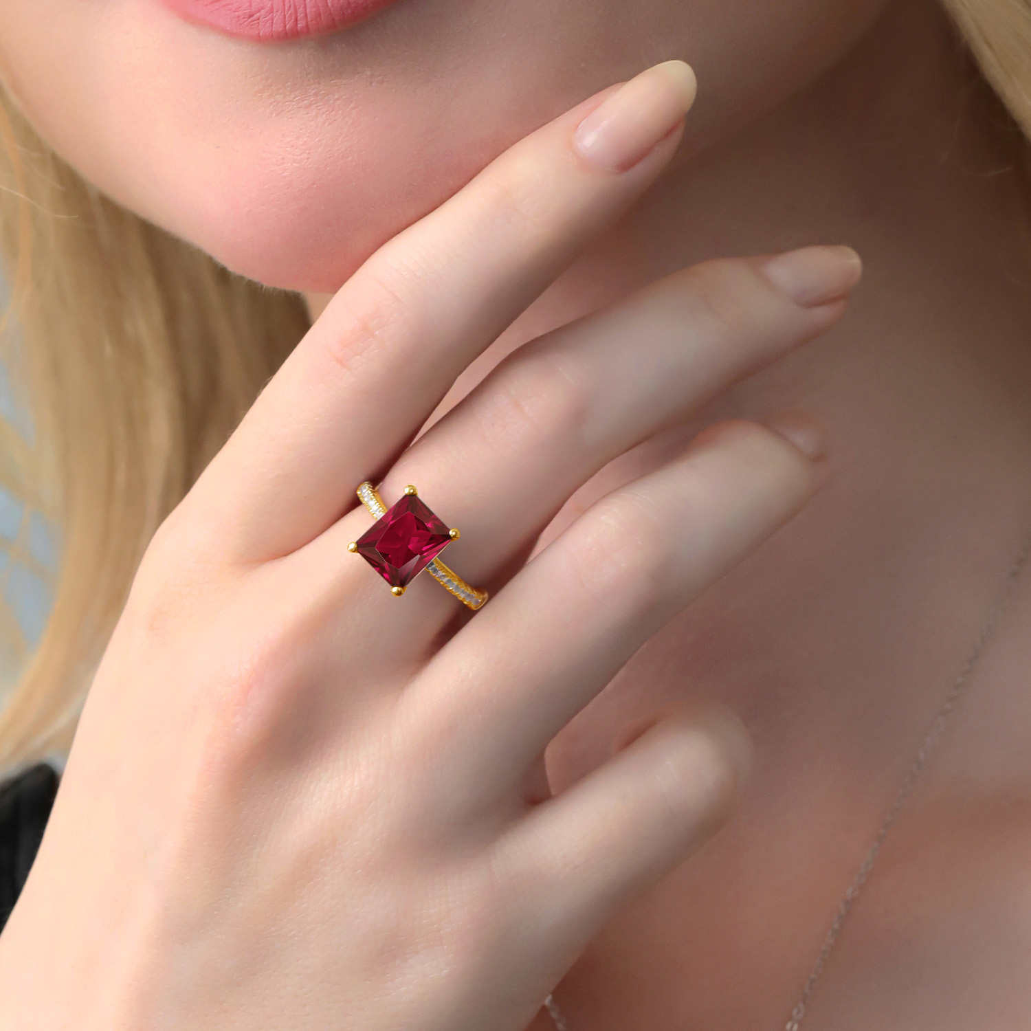 3.16 Cttw Green Prasiolite and White Created Sapphire 18K Yellow Gold Plated - Picture 49 of 67