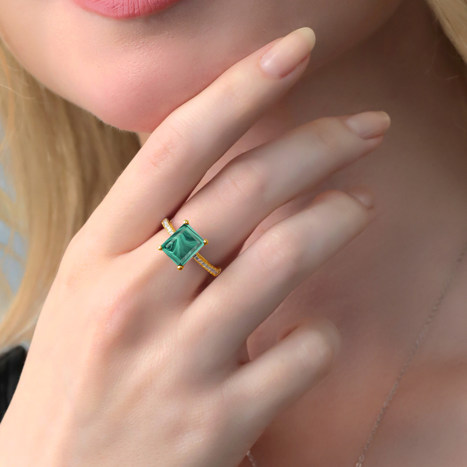 3.16 Cttw Green Prasiolite and White Created Sapphire 18K Yellow Gold Plated - Picture 25 of 67