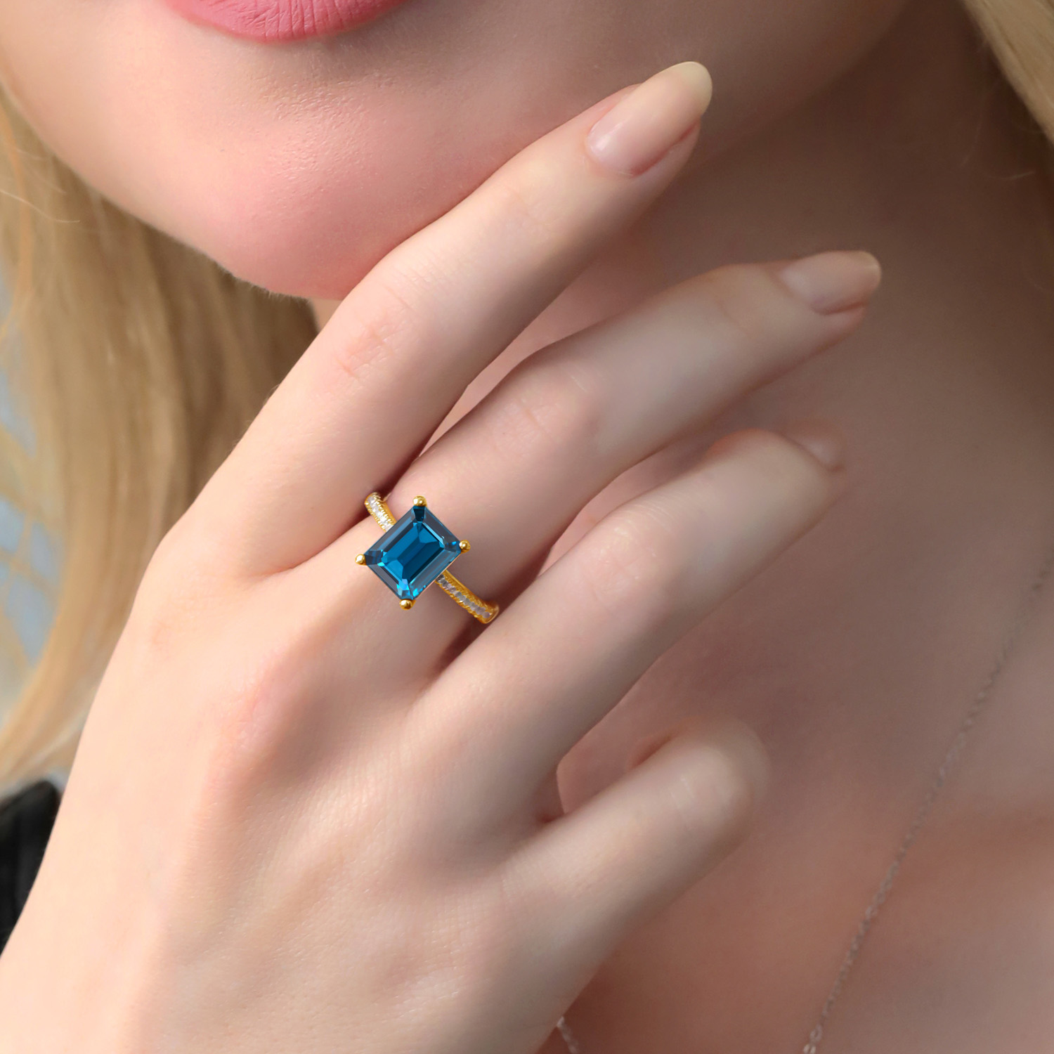 3.16 Cttw Green Prasiolite and White Created Sapphire 18K Yellow Gold Plated - Picture 31 of 67