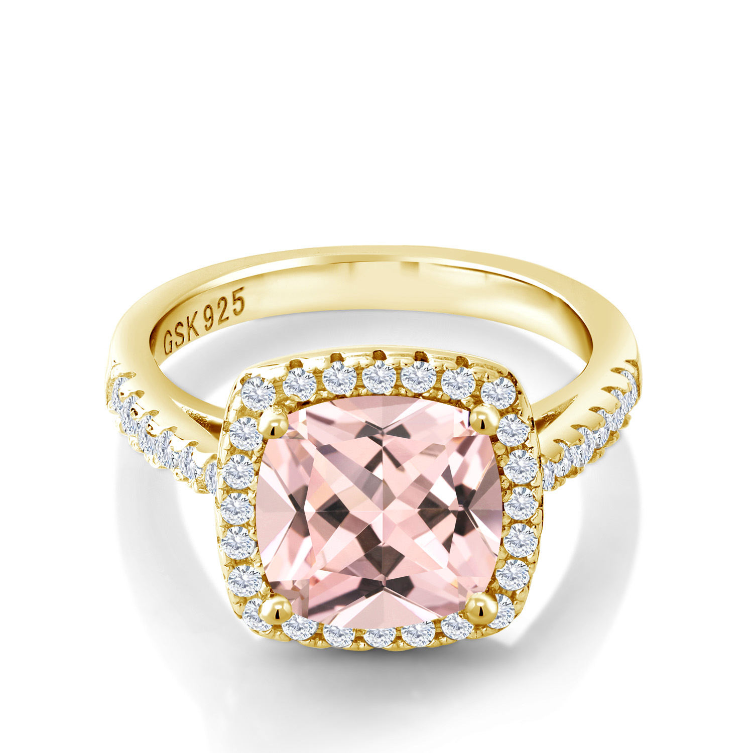 2.50 Ct Peach Nano Morganite White Created Sapphire 18K Yellow Gold Plated - Picture 8 of 36