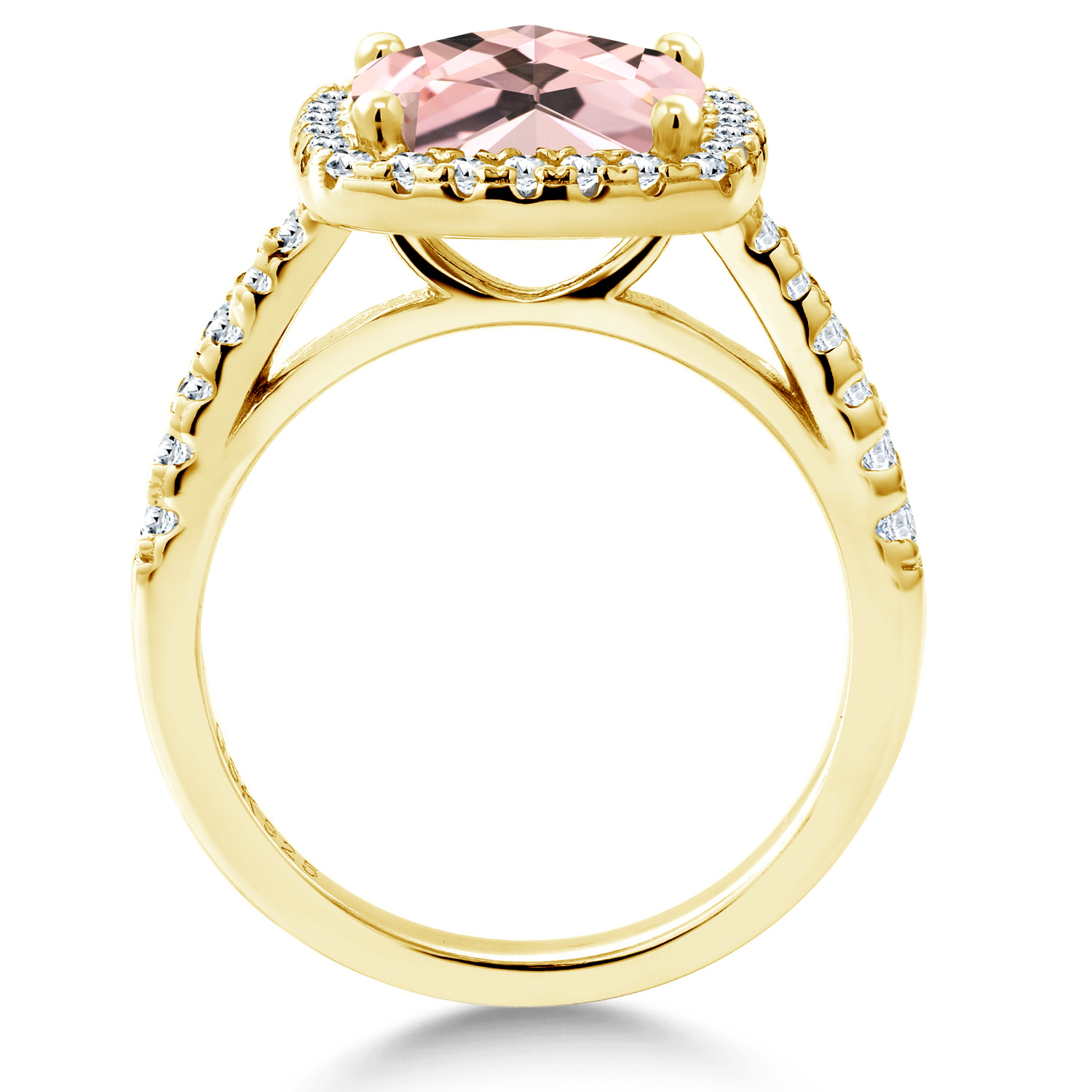 2.50 Ct Peach Nano Morganite White Created Sapphire 18K Yellow Gold Plated - Picture 9 of 36