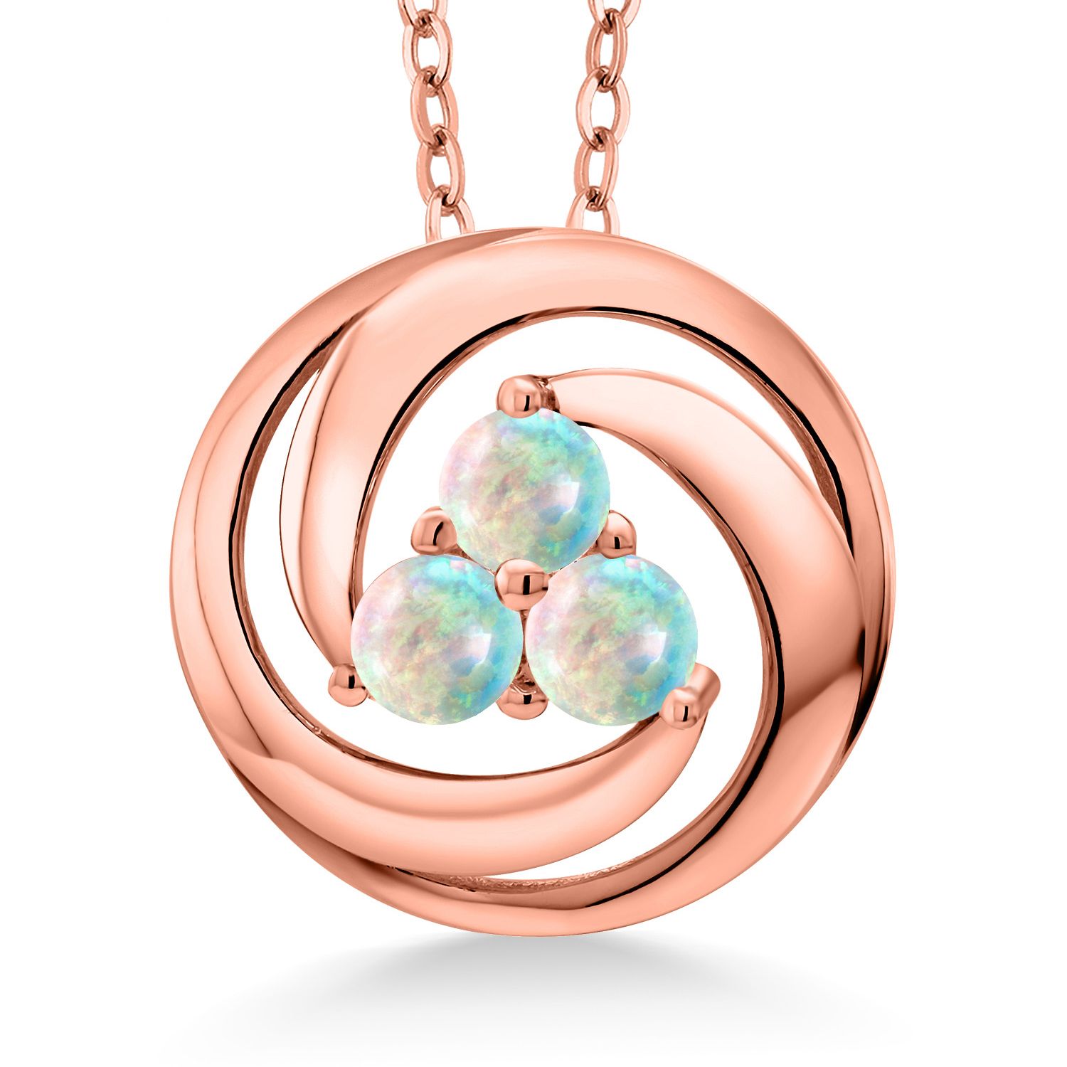 18K Rose Gold Plated Silver Amethyst 3 Stone Circle Pendant Necklace For Women - Picture 79 of 90