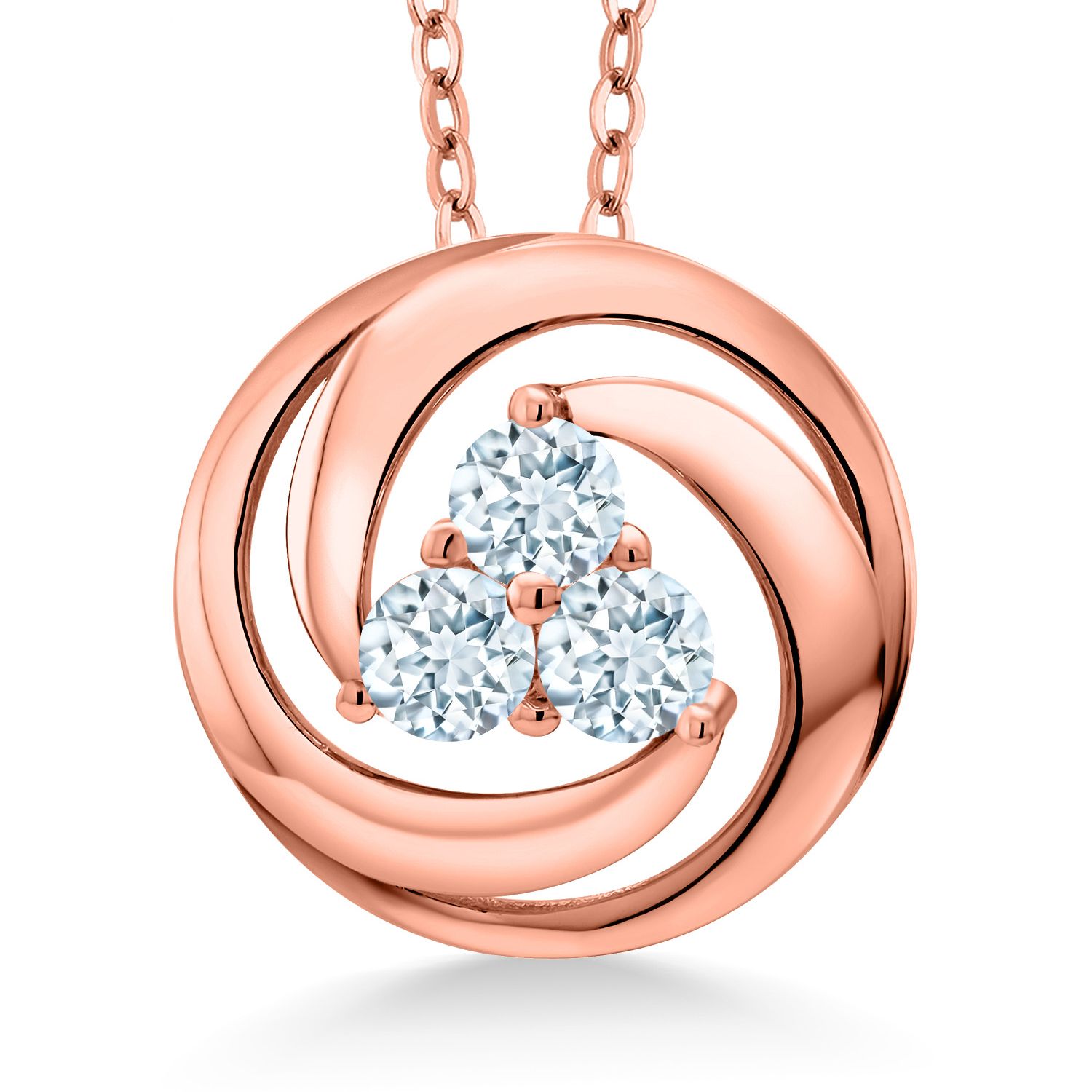 18K Rose Gold Plated Silver Amethyst 3 Stone Circle Pendant Necklace For Women - Picture 67 of 90