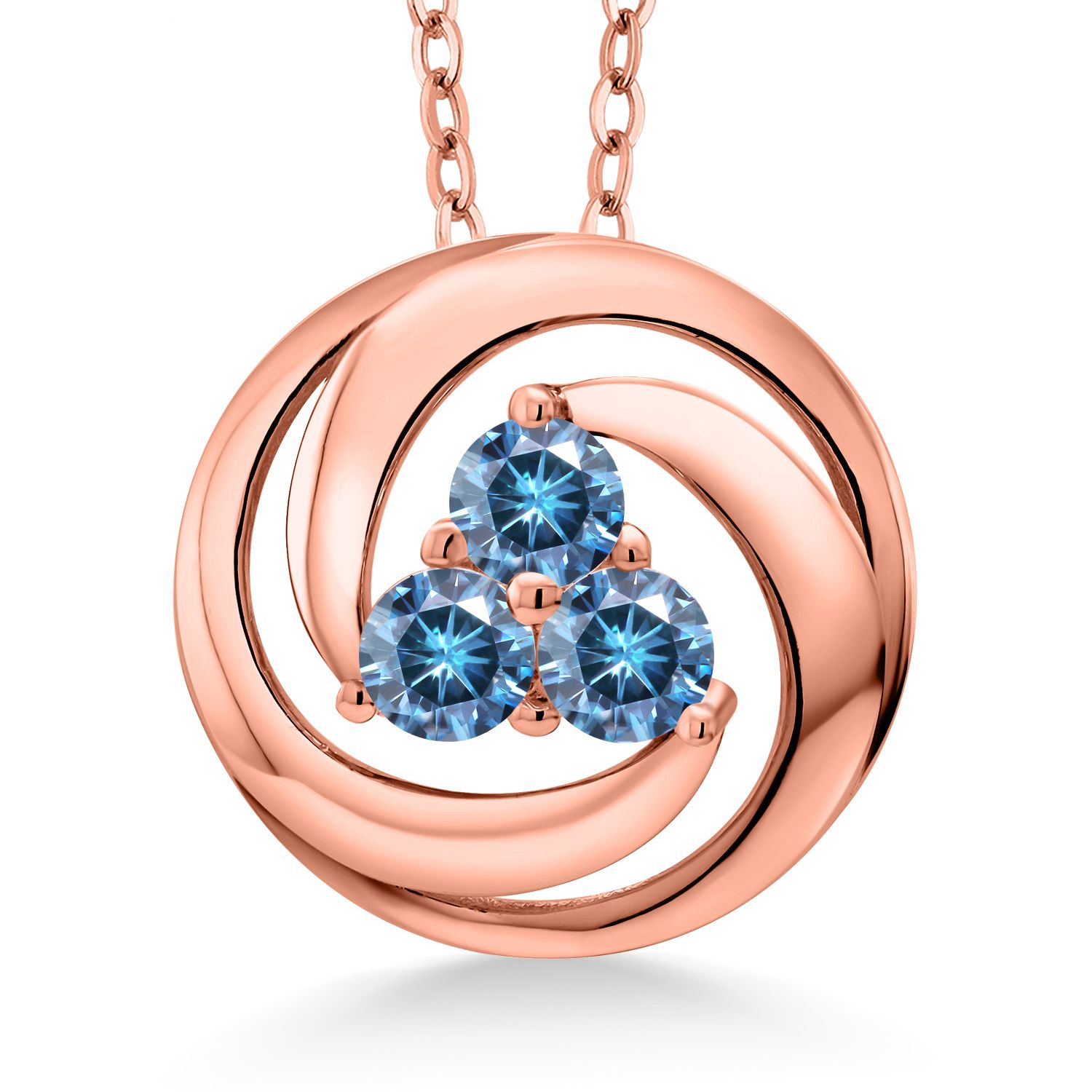 18K Rose Gold Plated Silver Amethyst 3 Stone Circle Pendant Necklace For Women - Picture 49 of 90