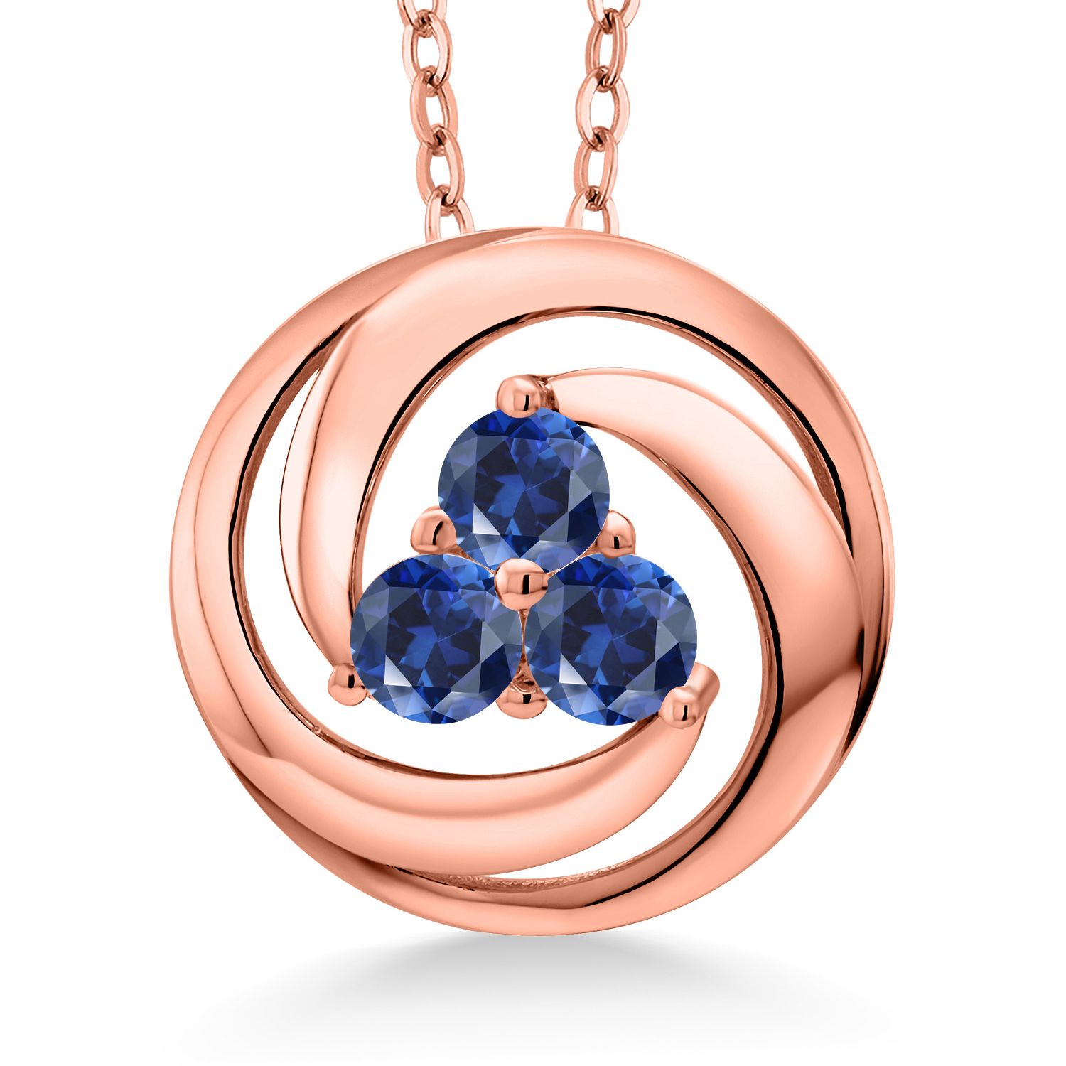 18K Rose Gold Plated Silver Amethyst 3 Stone Circle Pendant Necklace For Women - Picture 13 of 90