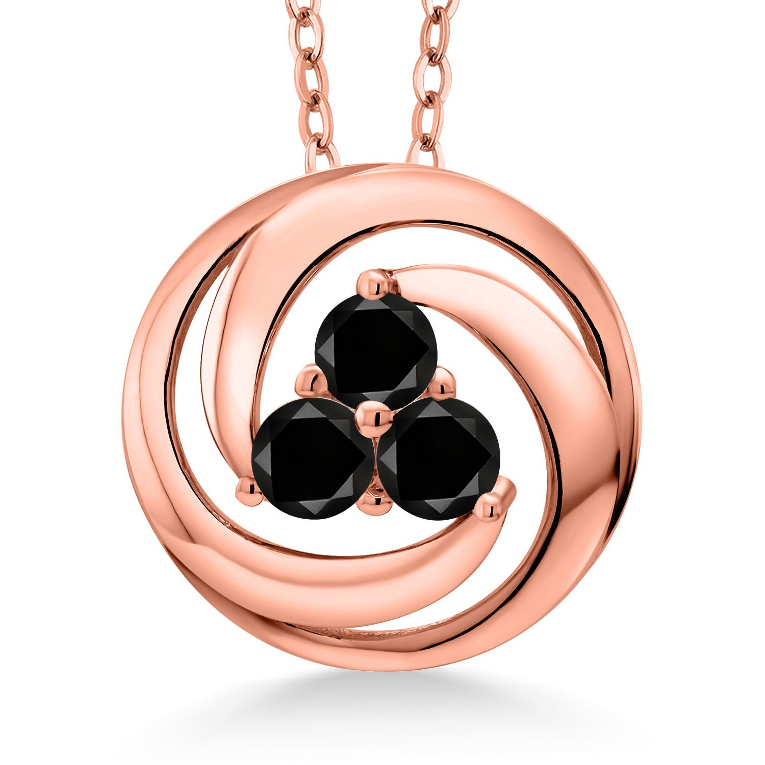 18K Rose Gold Plated Silver Amethyst 3 Stone Circle Pendant Necklace For Women - Picture 7 of 90