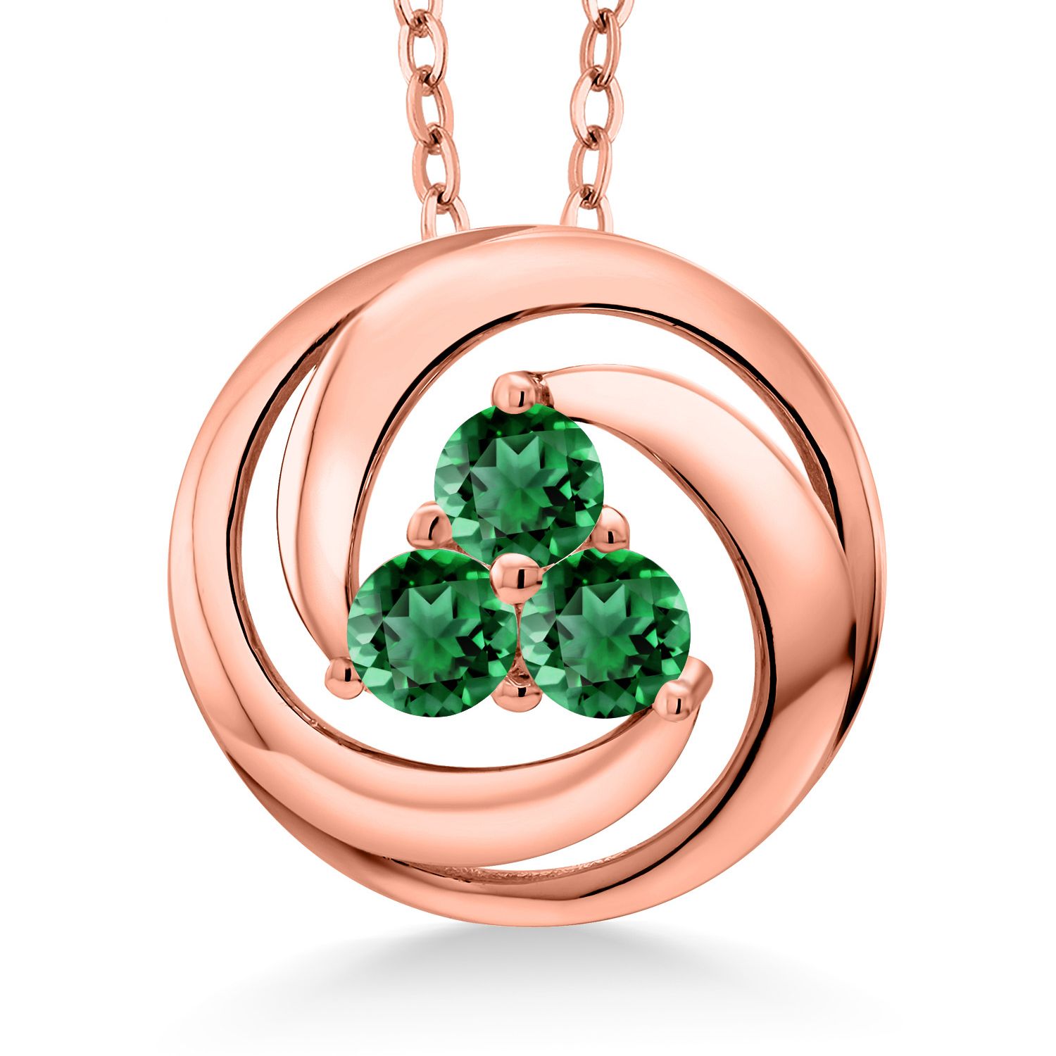 18K Rose Gold Plated Silver Amethyst 3 Stone Circle Pendant Necklace For Women - Picture 31 of 90