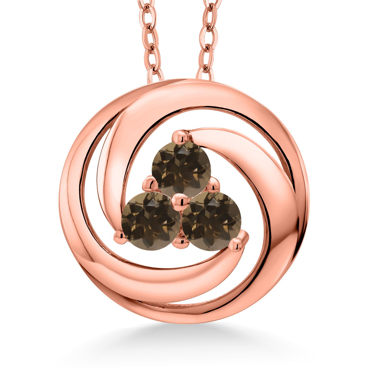 18K Rose Gold Plated Silver Amethyst 3 Stone Circle Pendant Necklace For Women - Picture 19 of 90