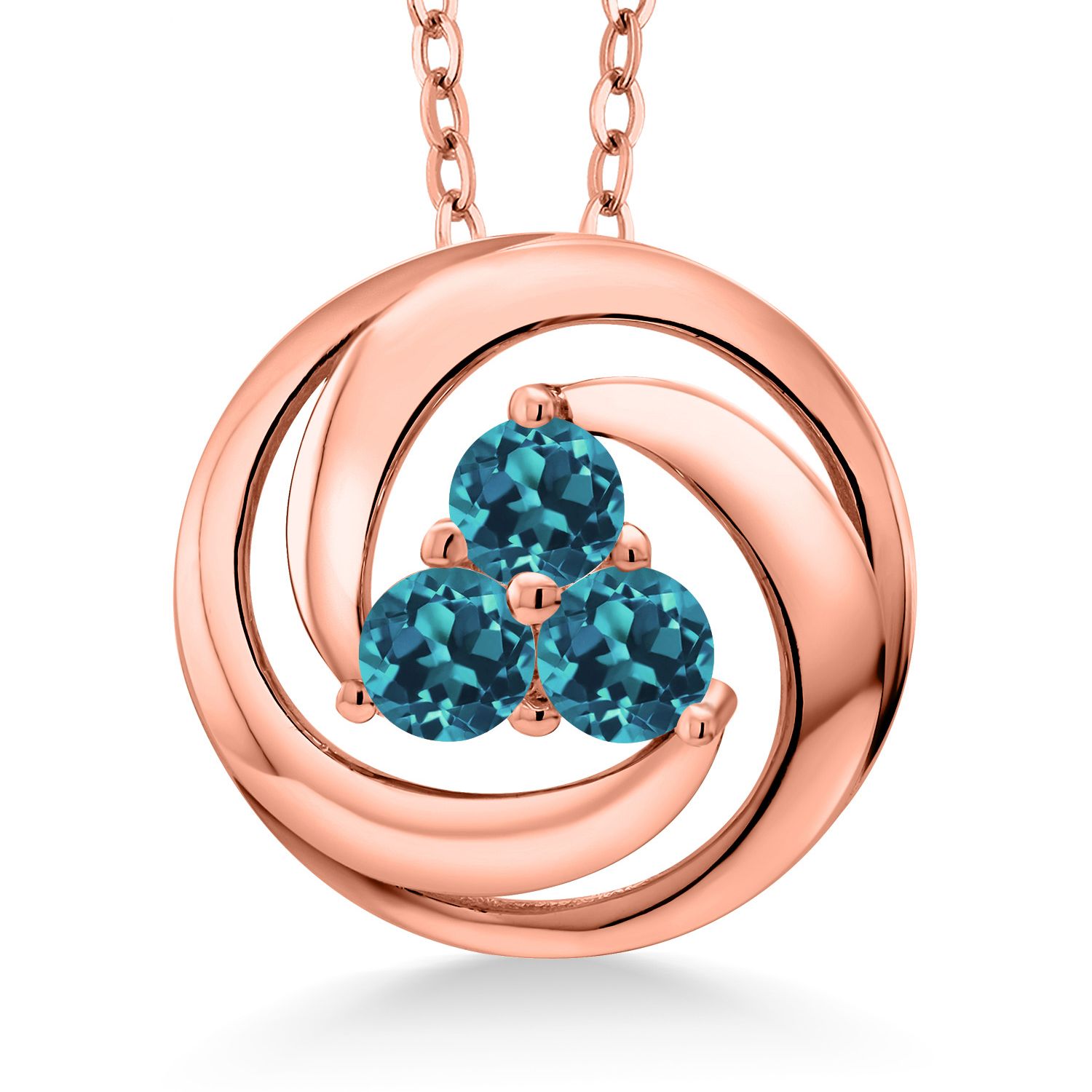 18K Rose Gold Plated Silver Amethyst 3 Stone Circle Pendant Necklace For Women - Picture 37 of 90