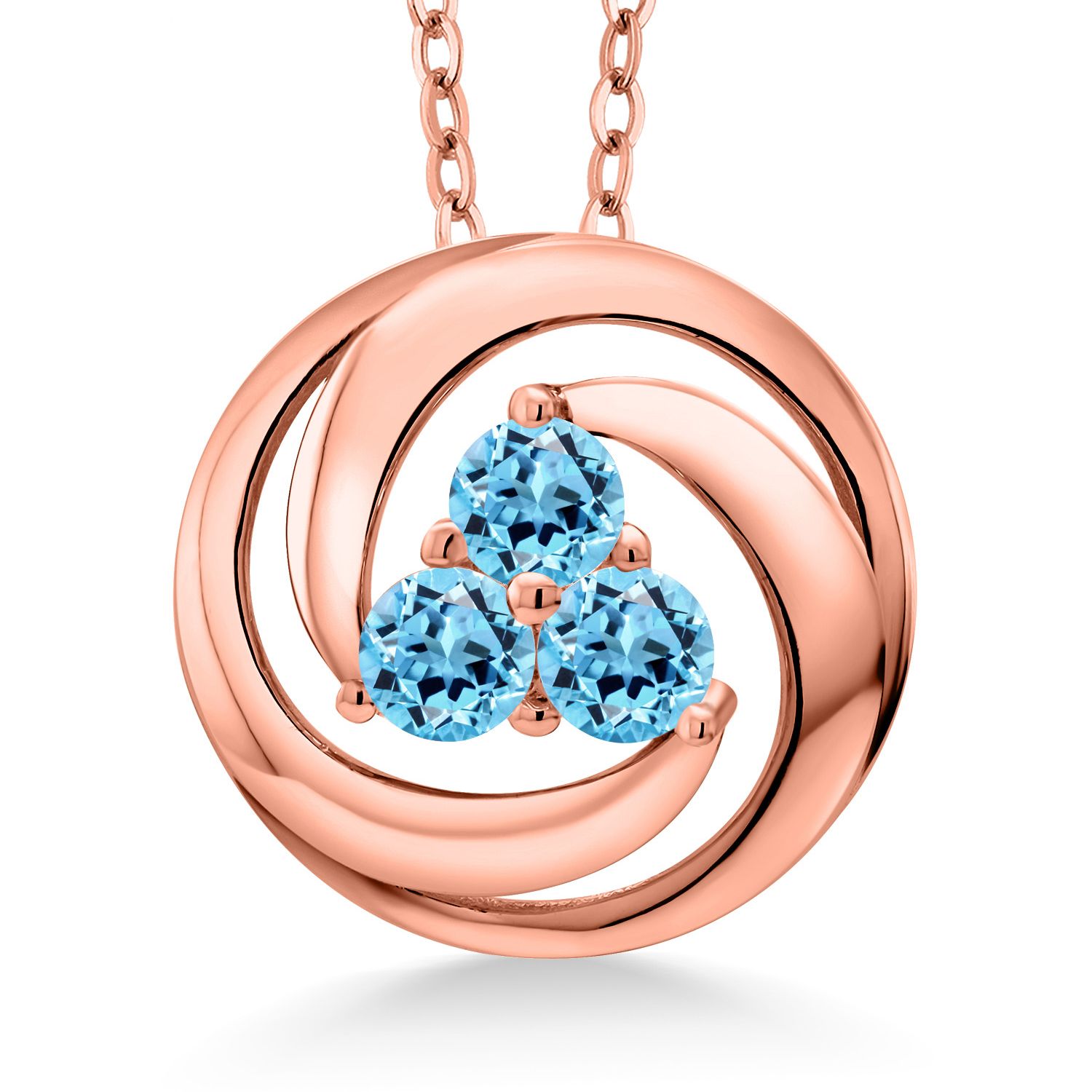 18K Rose Gold Plated Silver Amethyst 3 Stone Circle Pendant Necklace For Women - Picture 73 of 90