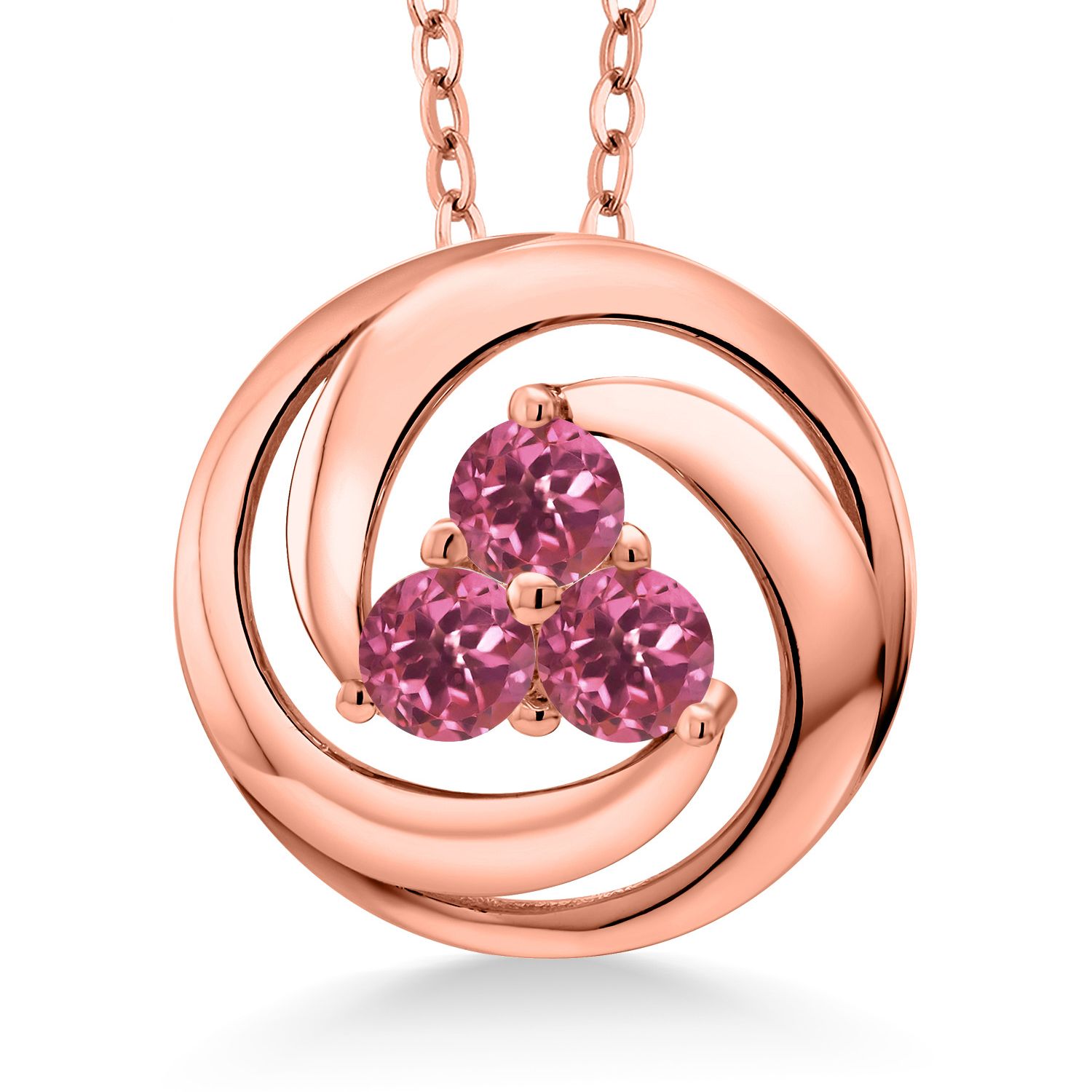18K Rose Gold Plated Silver Amethyst 3 Stone Circle Pendant Necklace For Women - Picture 55 of 90