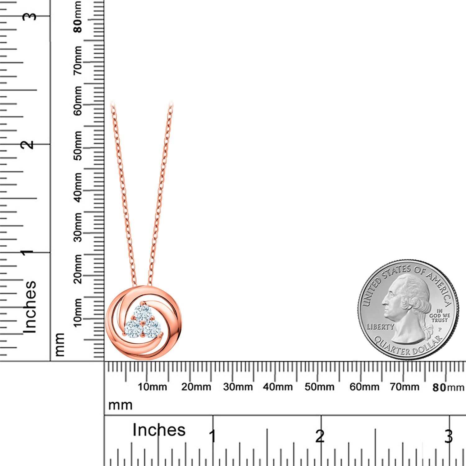 18K Rose Gold Plated Silver Amethyst 3 Stone Circle Pendant Necklace For Women - Picture 72 of 90