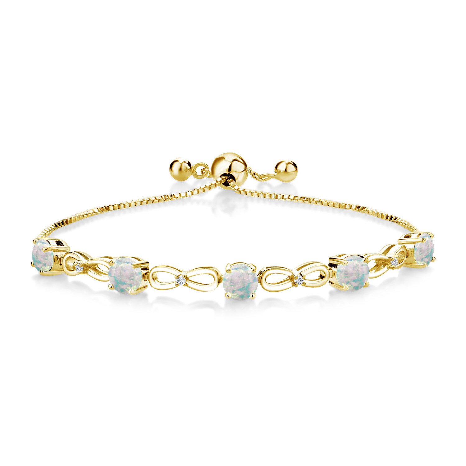 18K Yellow Gold Plated Silver 5MM Round Gemstone Birthstone and 1.3MM Round