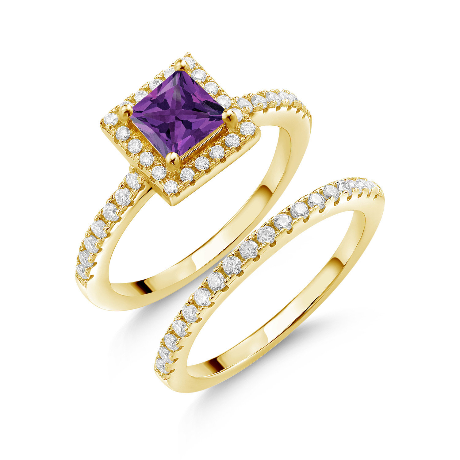 18K Yellow Gold Plated Silver Ring Garnet Moissanite 0.56ct DEW - Picture 11 of 25