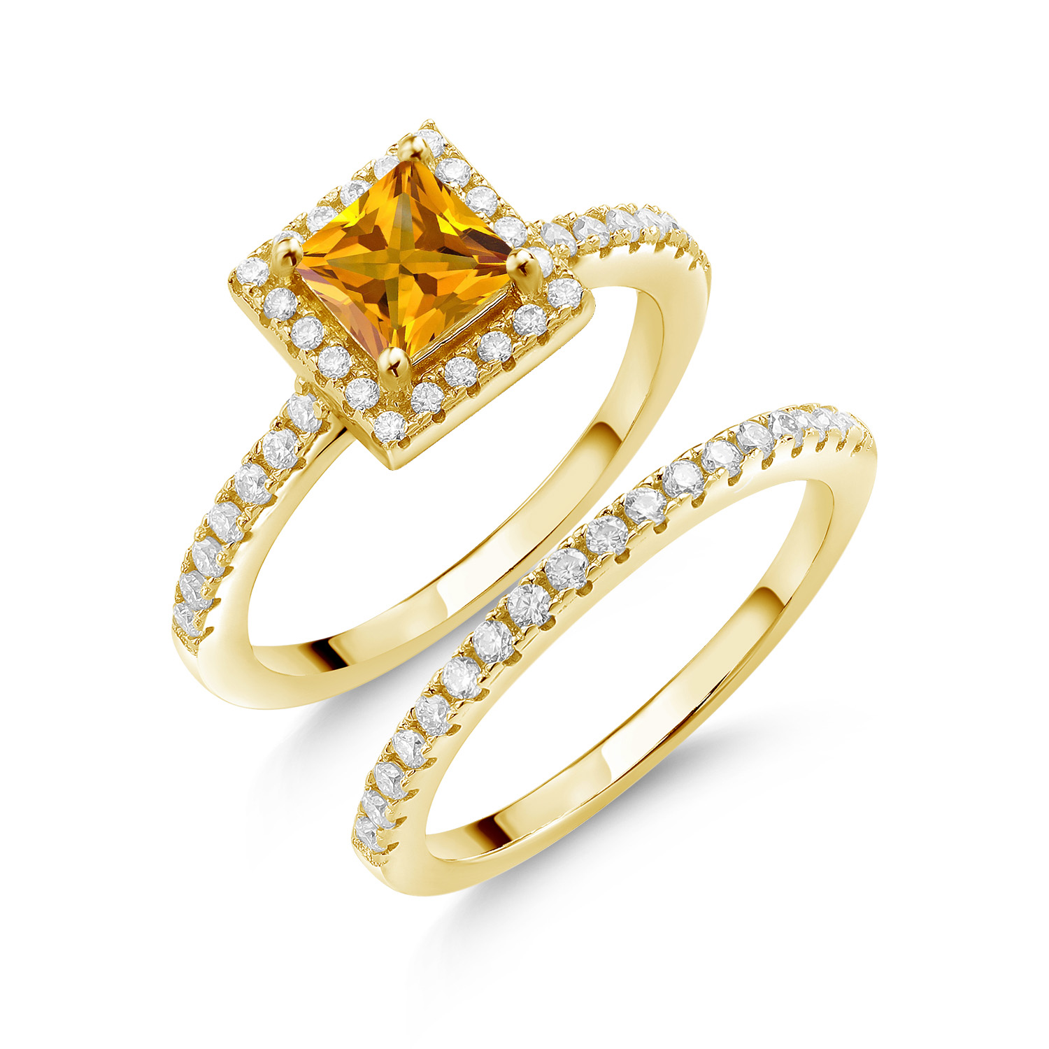 18K Yellow Gold Plated Silver Ring Garnet Moissanite 0.56ct DEW - Picture 21 of 25