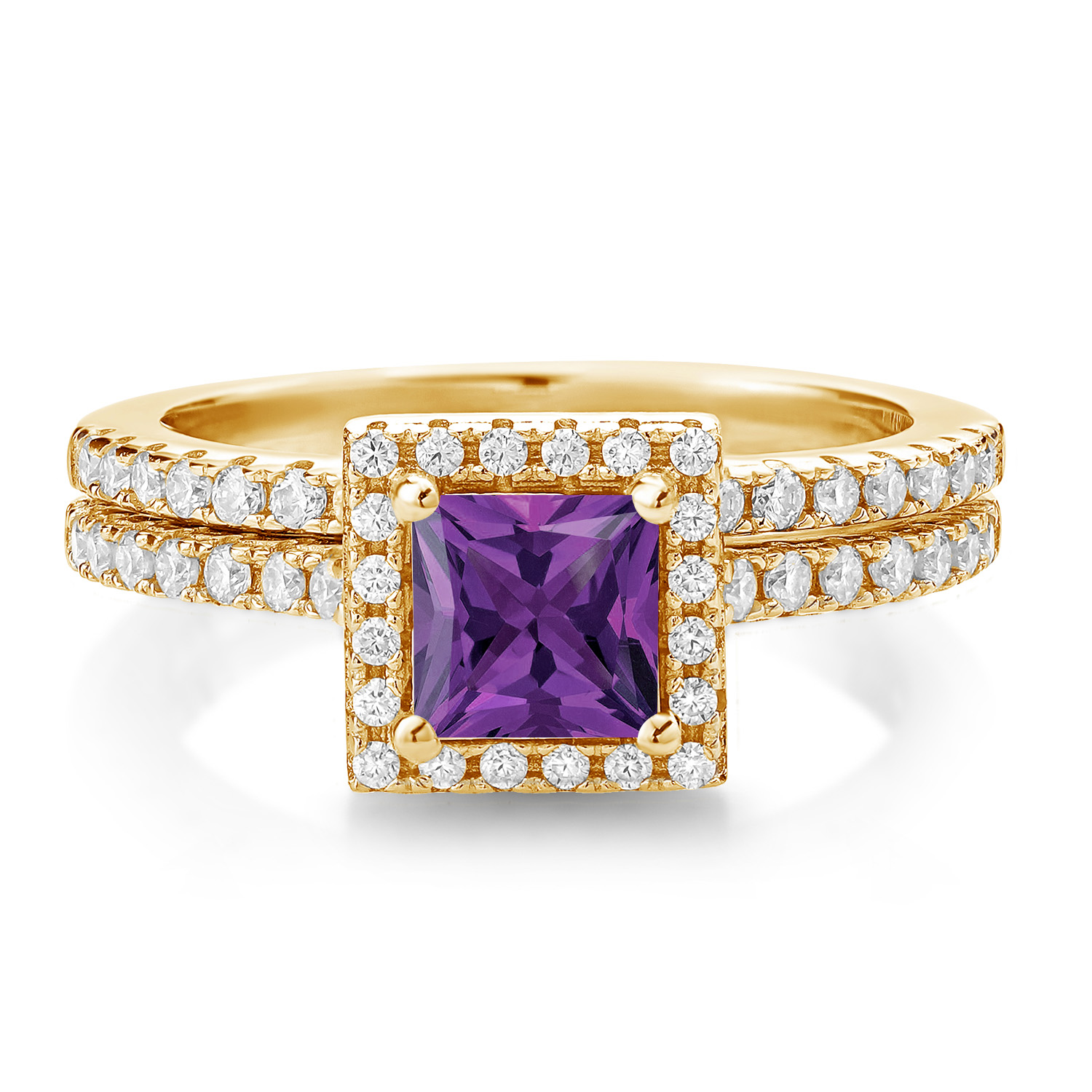 18K Yellow Gold Plated Silver Ring Garnet Moissanite 0.56ct DEW - Picture 12 of 25