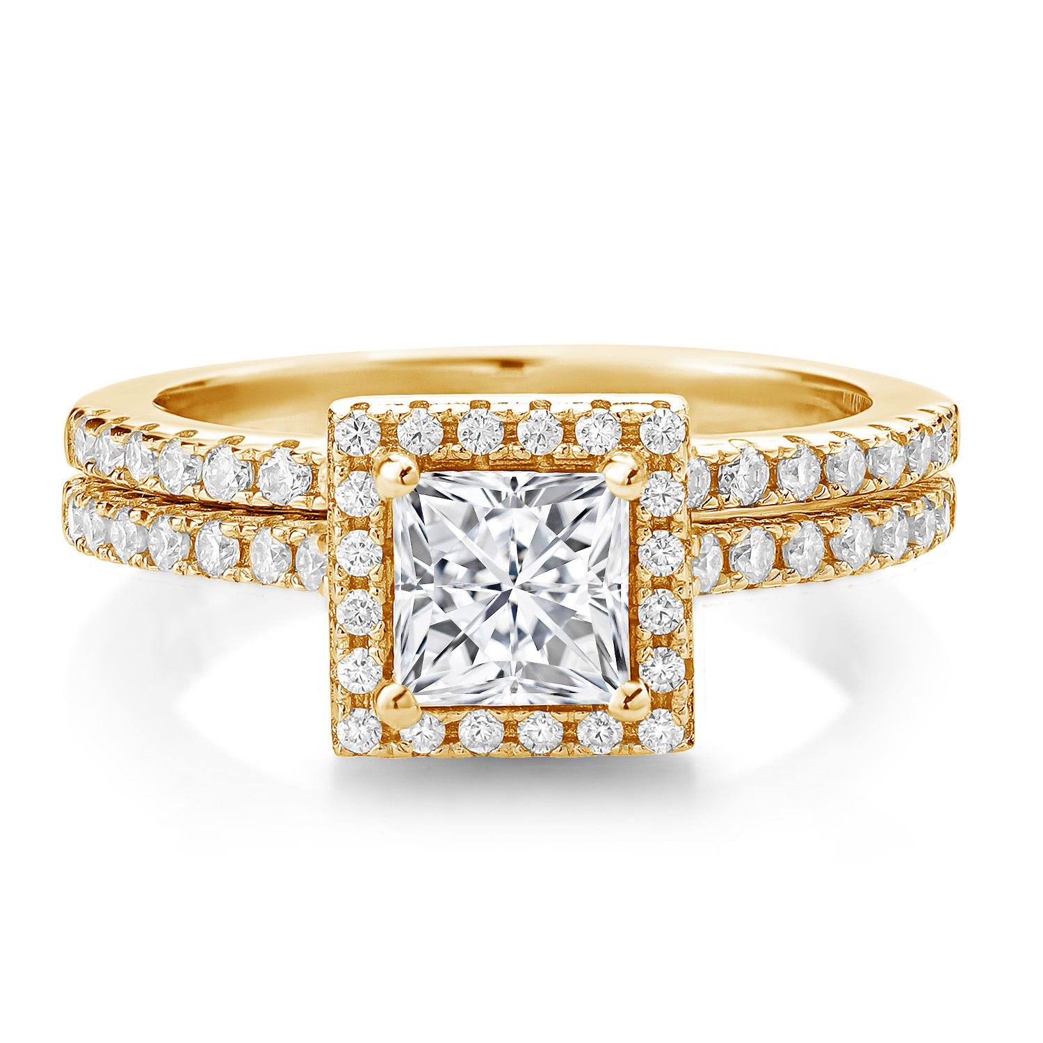 18K Yellow Gold Plated Silver Ring Garnet Moissanite 0.56ct DEW - Picture 7 of 25