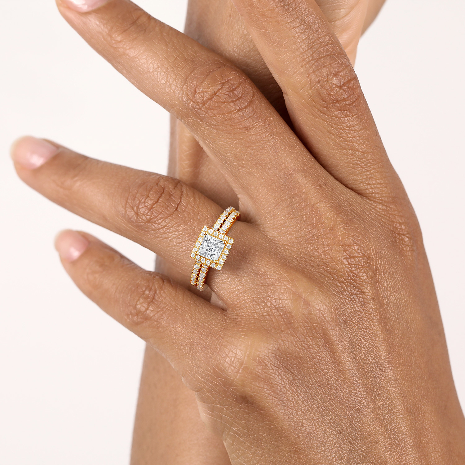 18K Yellow Gold Plated Silver Ring Garnet Moissanite 0.56ct DEW - Picture 10 of 25