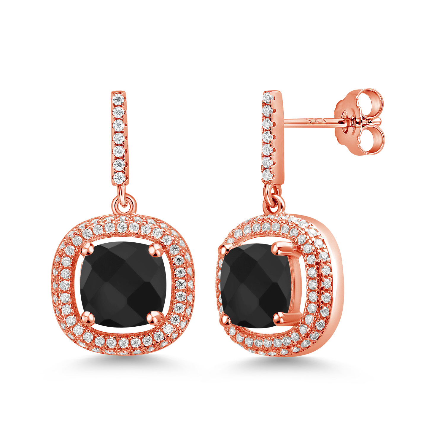 18K Rose Gold Plated Silver 8MM Cushion Gemstone Birthstone and White