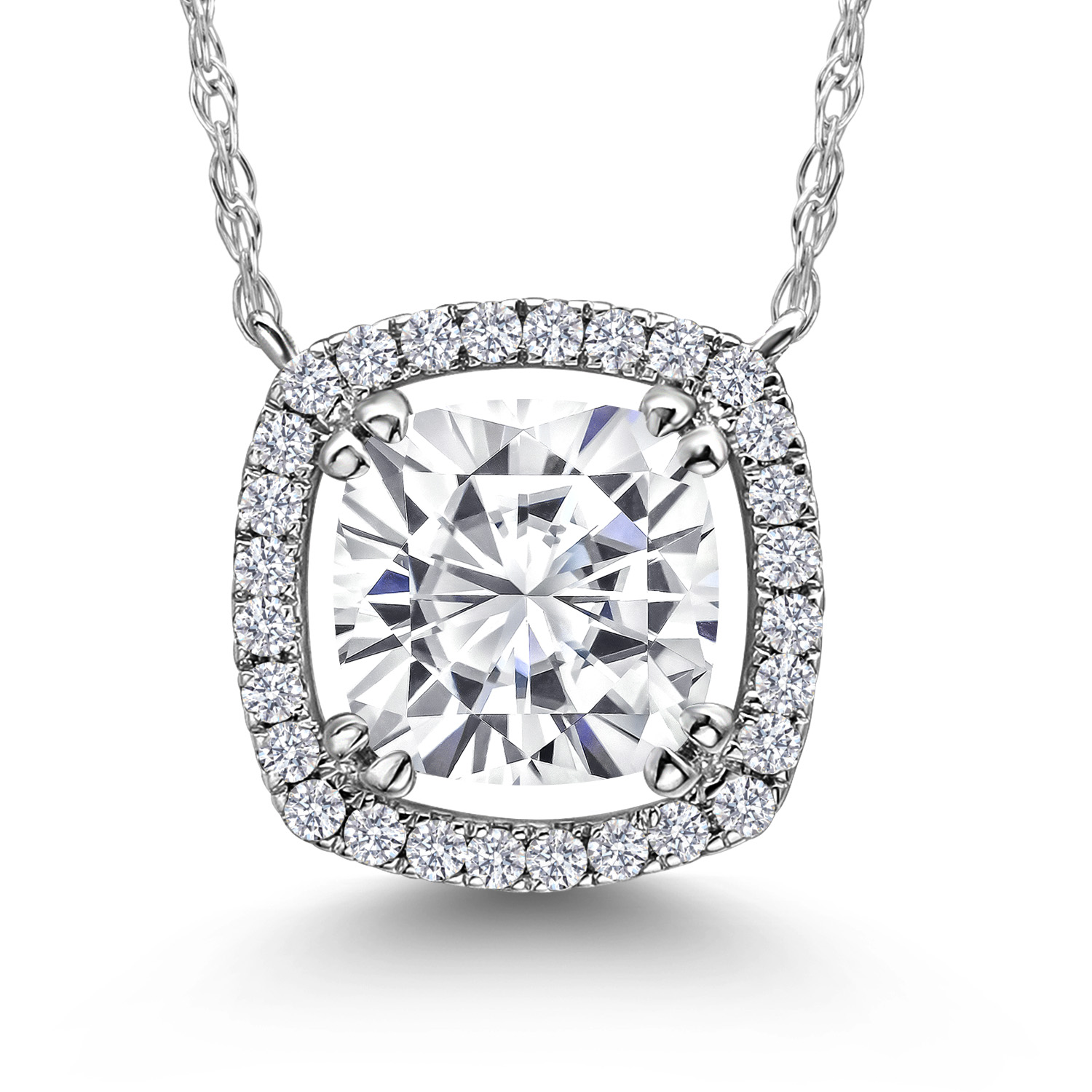 10K White Gold G/H Lab Grown Diamond Necklace Set with Moissanite (1.31 Cttw) - Picture 37 of 96