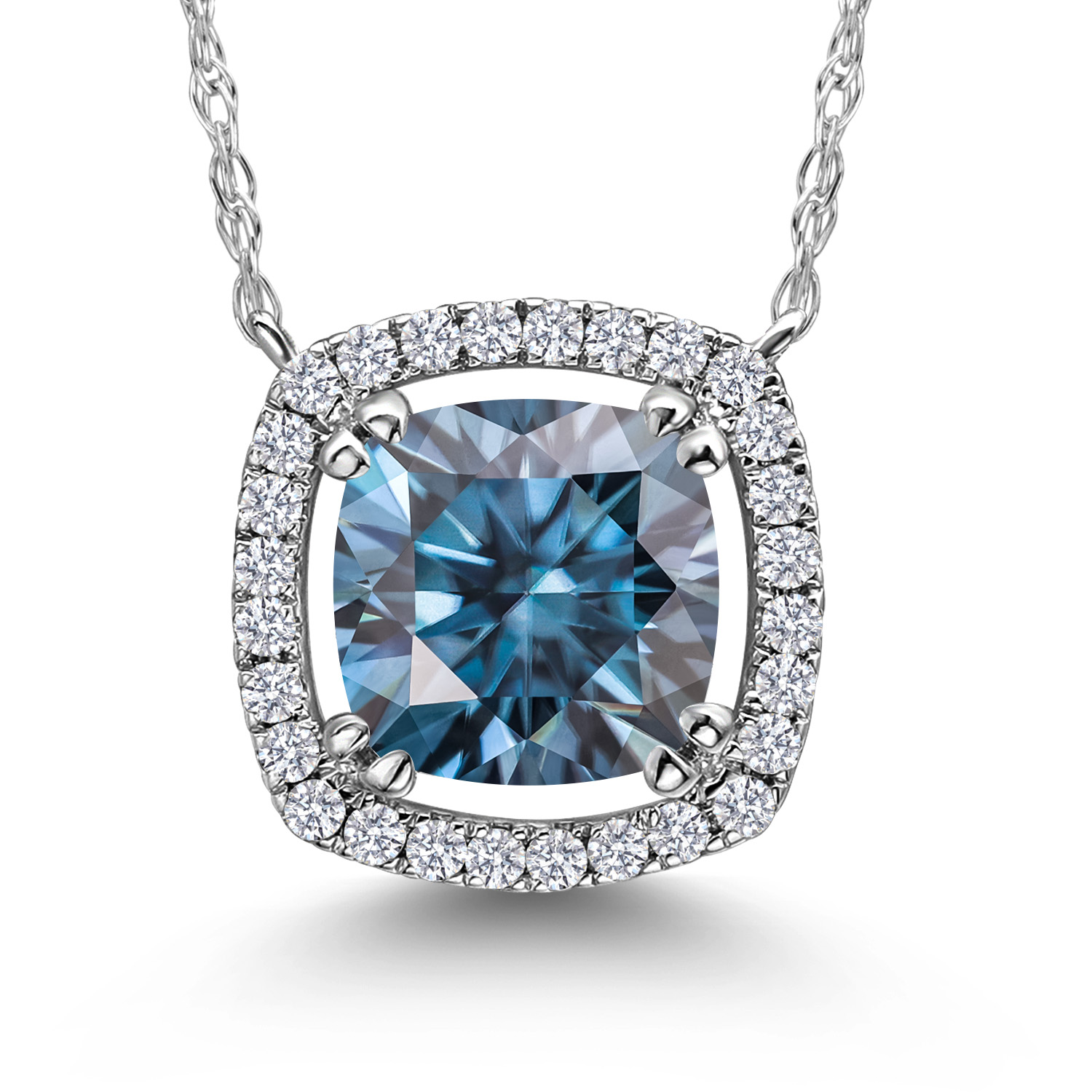 10K White Gold G/H Lab Grown Diamond Necklace Set with Moissanite (1.31 Cttw) - Picture 49 of 96