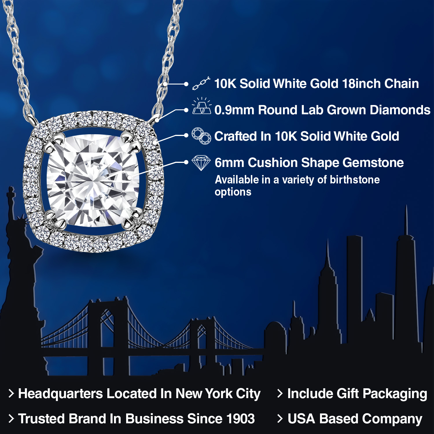 10K White Gold G/H Lab Grown Diamond Necklace Set with Moissanite (1.31 Cttw) - Picture 38 of 96