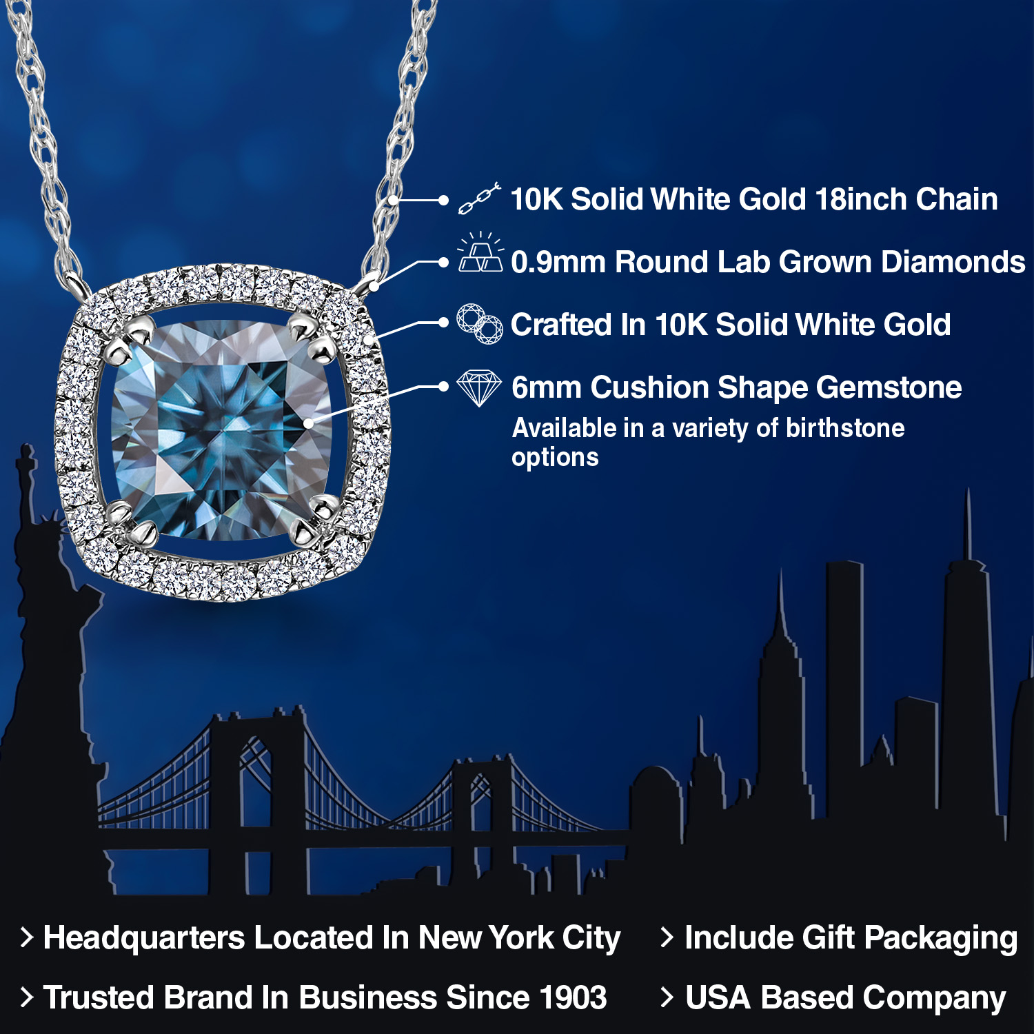 10K White Gold G/H Lab Grown Diamond Necklace Set with Moissanite (1.31 Cttw) - Picture 50 of 96