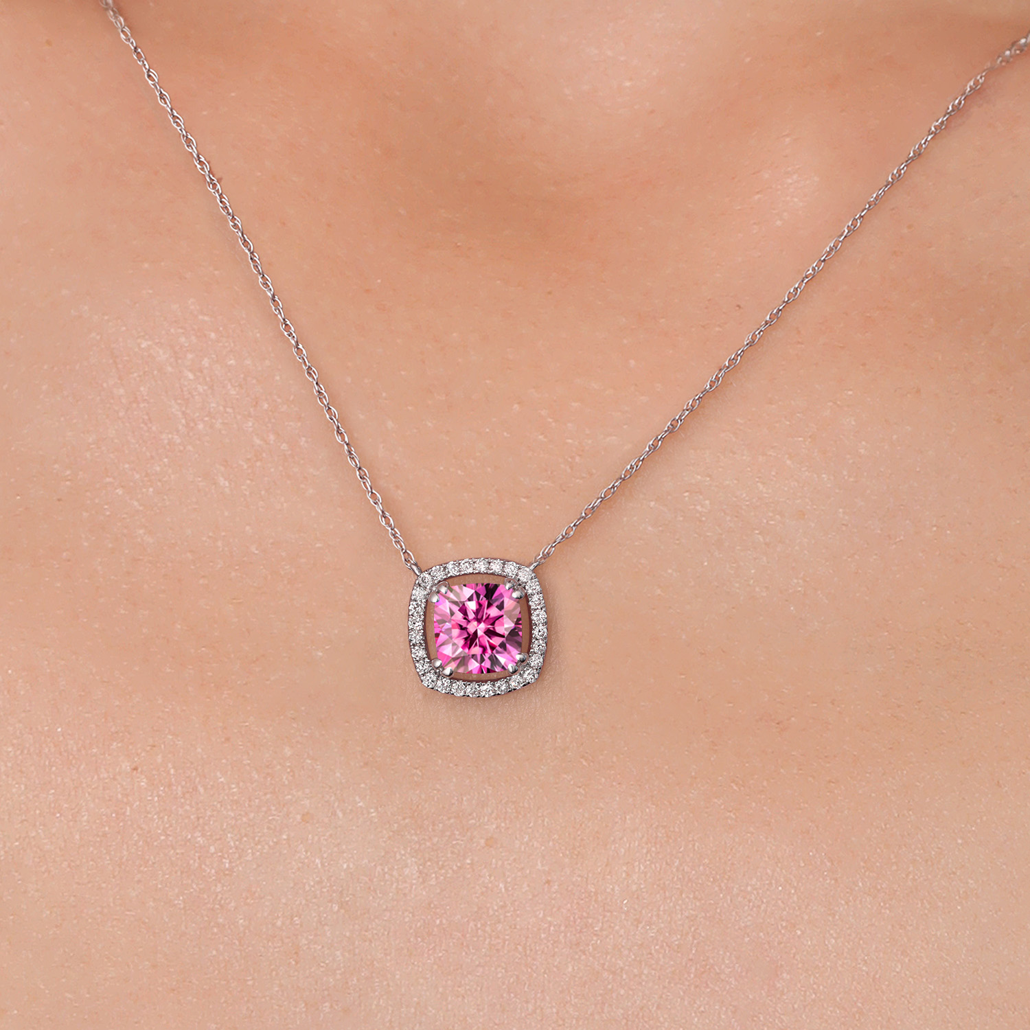 10K White Gold G/H Lab Grown Diamond Necklace Set with Moissanite (1.31 Cttw) - Picture 57 of 96