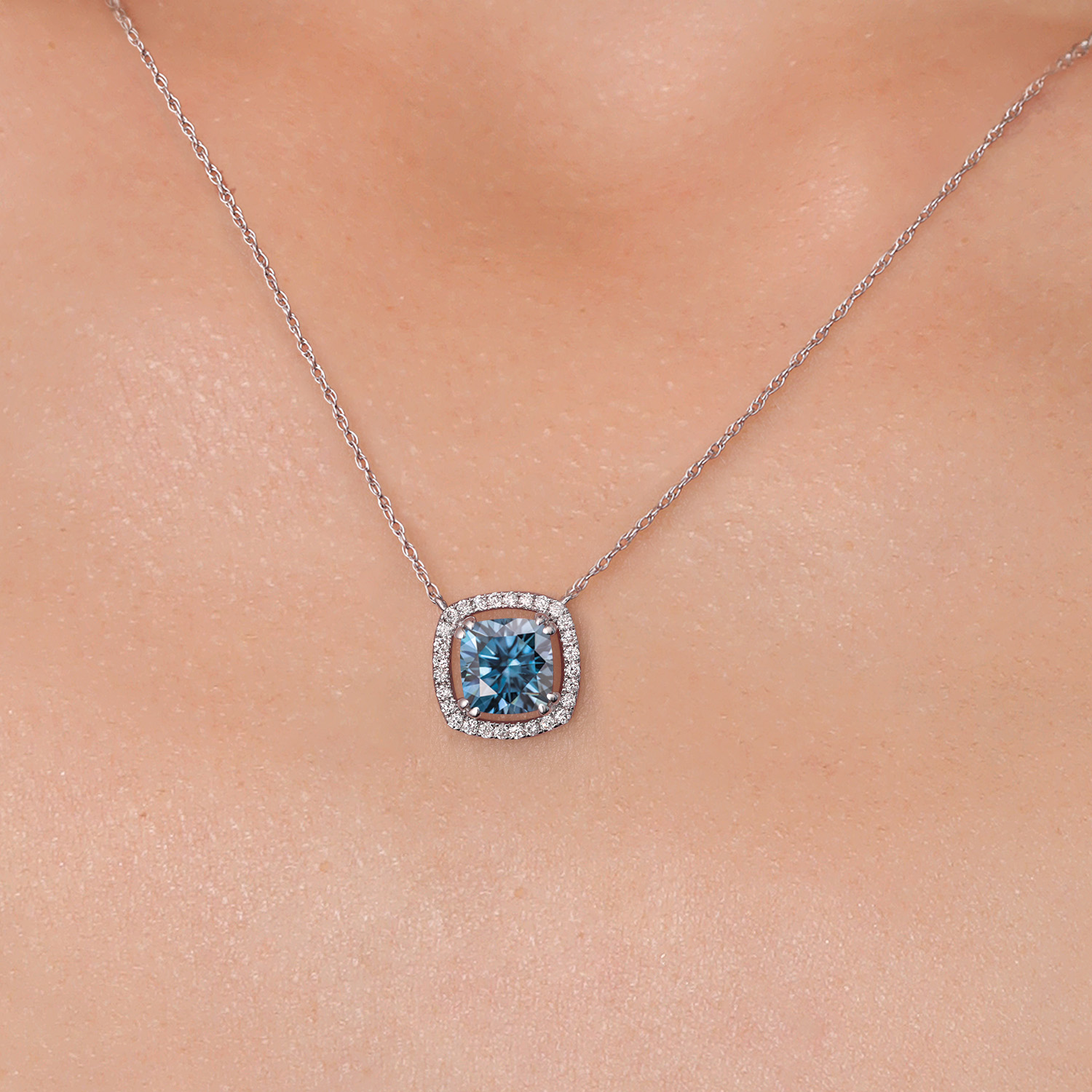 10K White Gold G/H Lab Grown Diamond Necklace Set with Moissanite (1.31 Cttw) - Picture 51 of 96