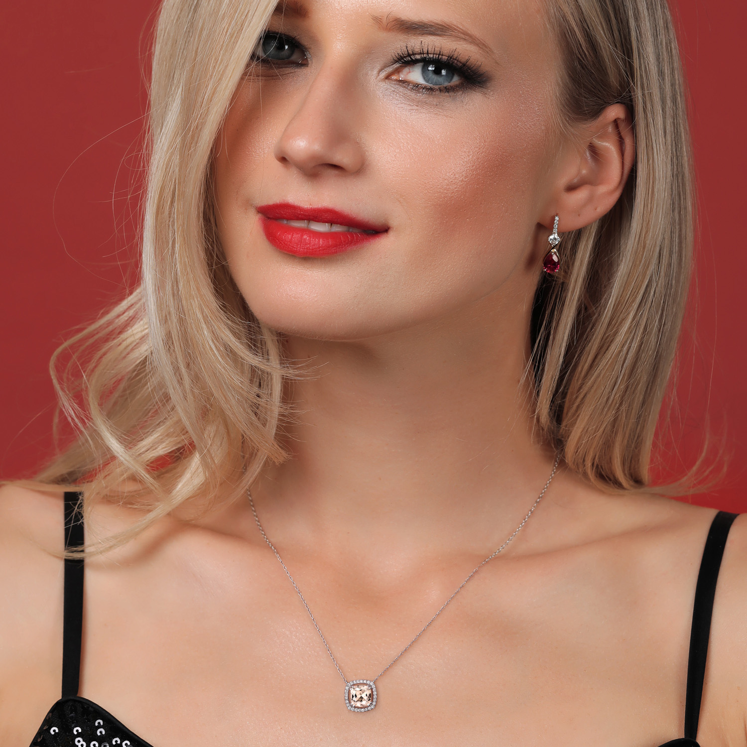 10K White Gold G/H Lab Grown Diamond Necklace Set with Moissanite (1.31 Cttw) - Picture 46 of 96