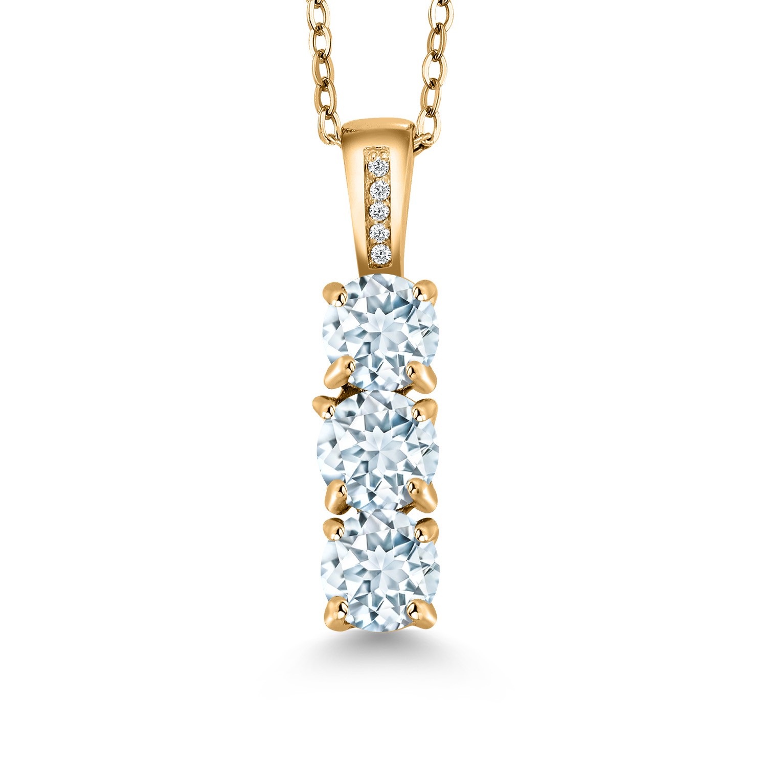 18K Yellow Gold Plated Silver Diamond and 3 Gemstone Birthstone Mother