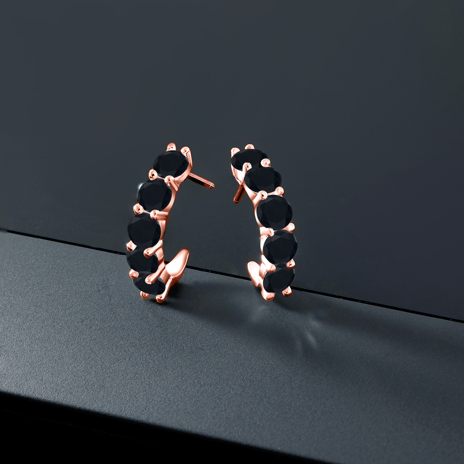 18K Gold Plated Sterling Silver Gemstone Birthstone Open Hoops | Round 4MM - Picture 8 of 16