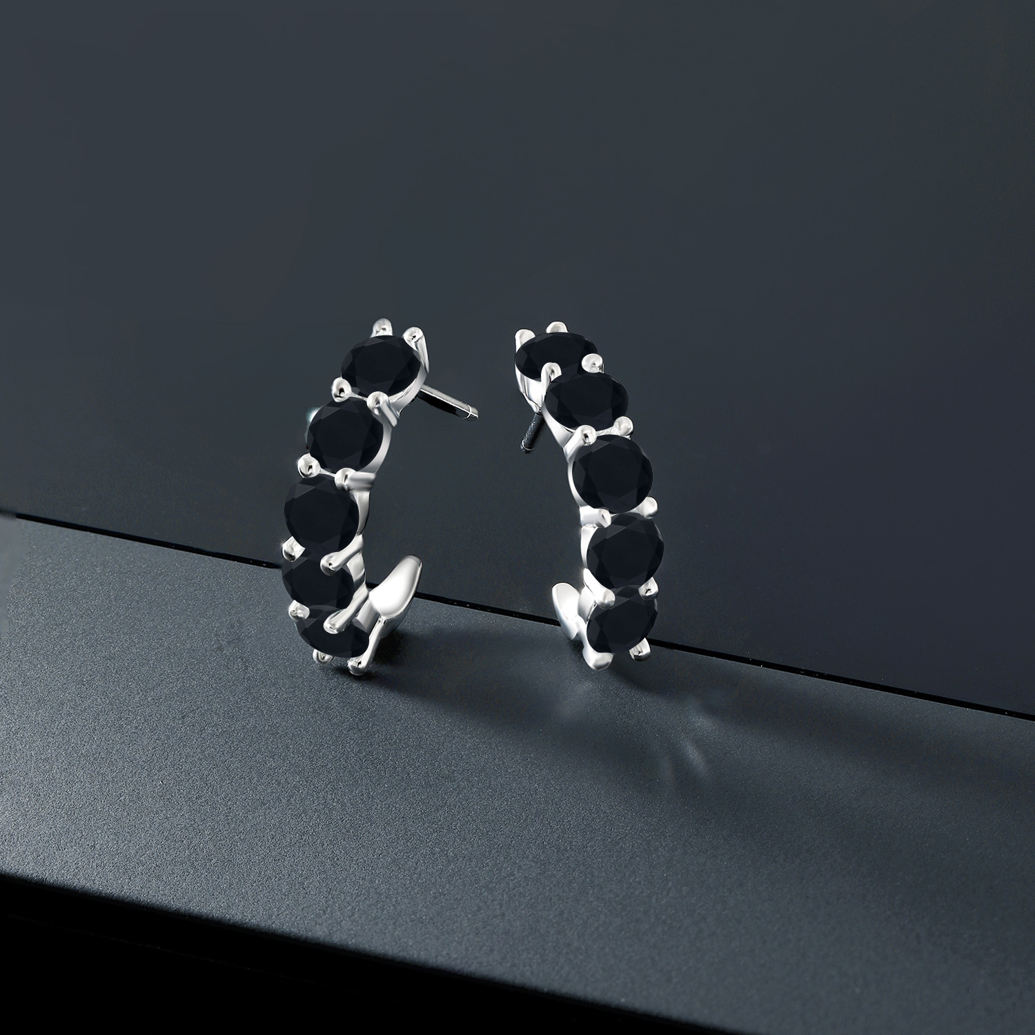 18K Gold Plated Sterling Silver Gemstone Birthstone Open Hoops | Round 4MM - Picture 12 of 16