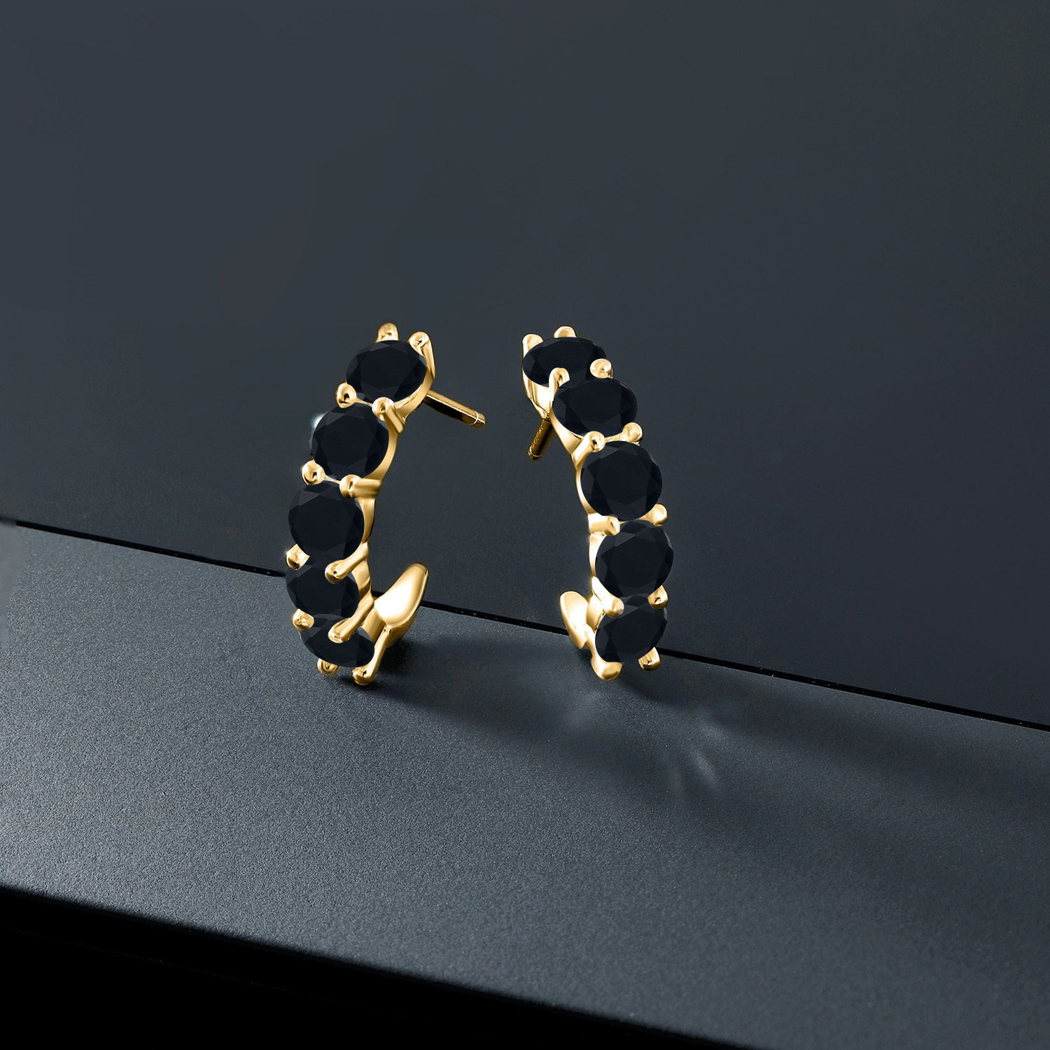 18K Gold Plated Sterling Silver Gemstone Birthstone Open Hoops | Round 4MM - Picture 16 of 16