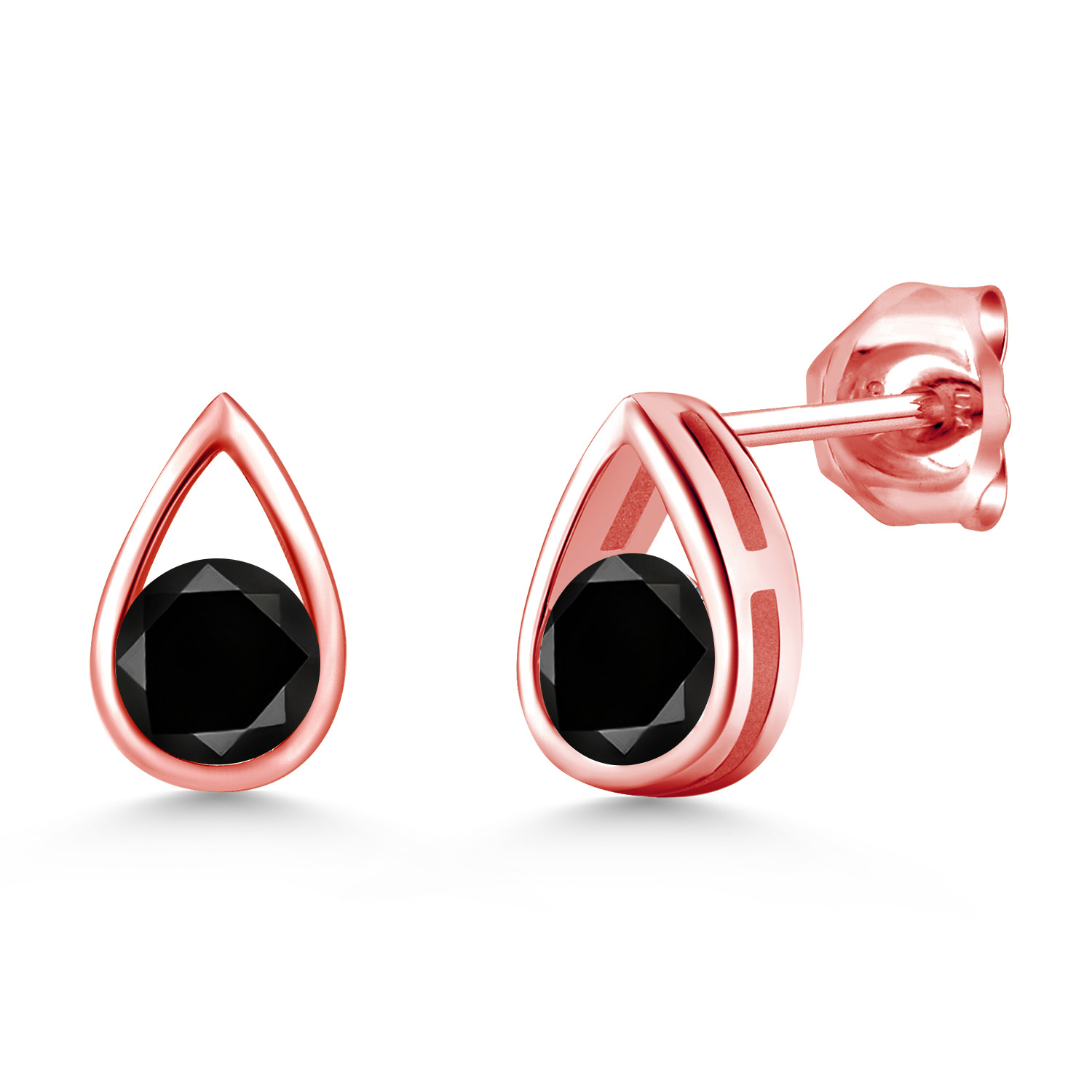 Teardrop Stud Earrings For Women Men | 18K Rose Gold Plated Silver | 5MM Round